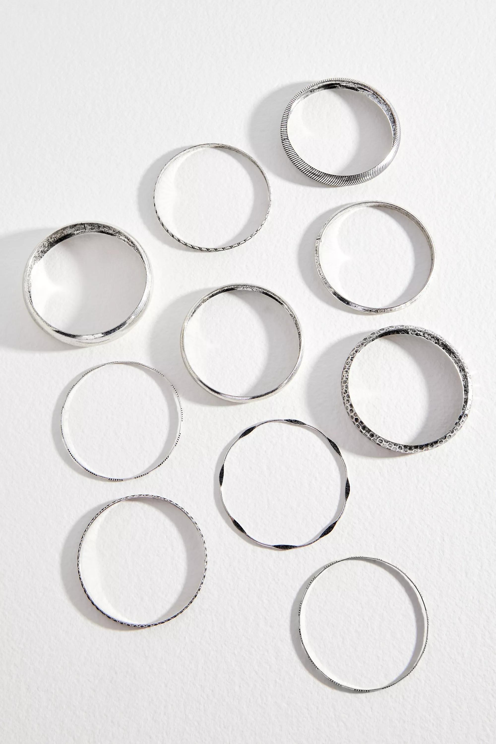 Silver Uo Chunky Mix Bangle Pack, SLVR, large image number 2