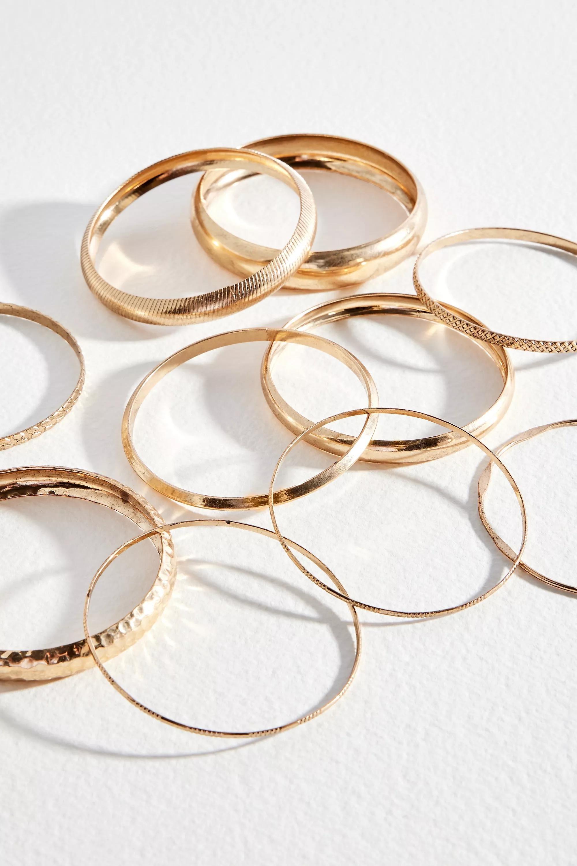 UO Chunky Mix Bangle Pack Bracelet Set, GOLD, large image number 1