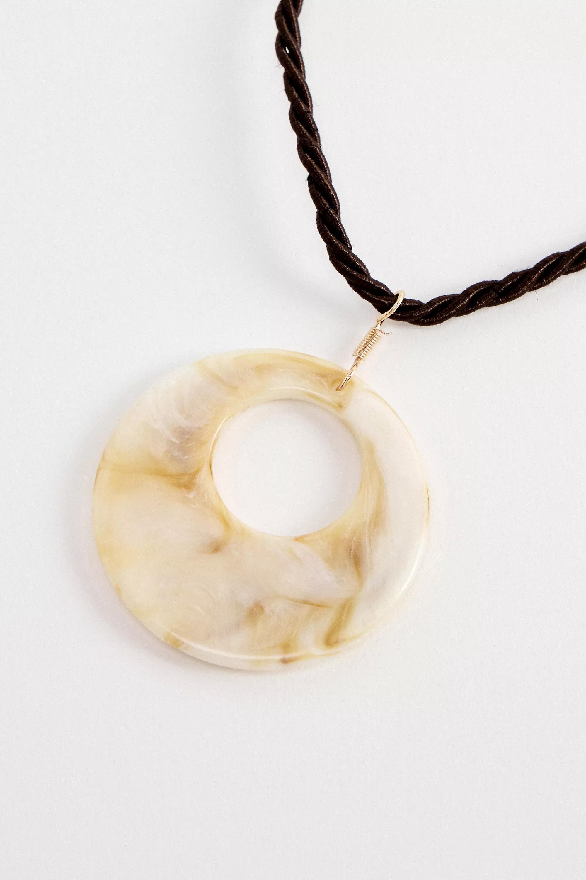 Brown Uo Chocolate Cord Yellow Pendant Necklace, BRN, large image number 0