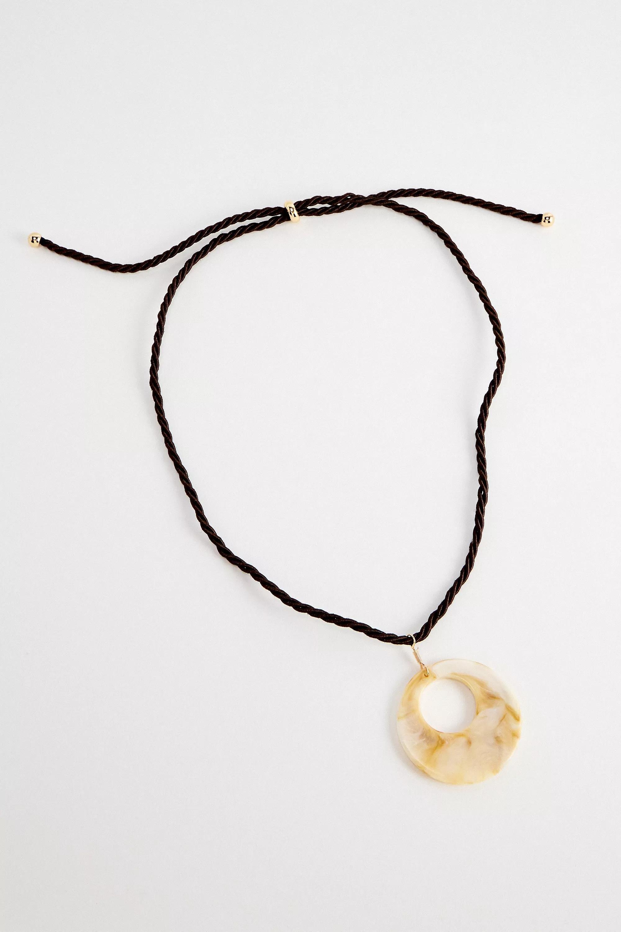 Brown Uo Chocolate Cord Yellow Pendant Necklace, BRN, large image number 2