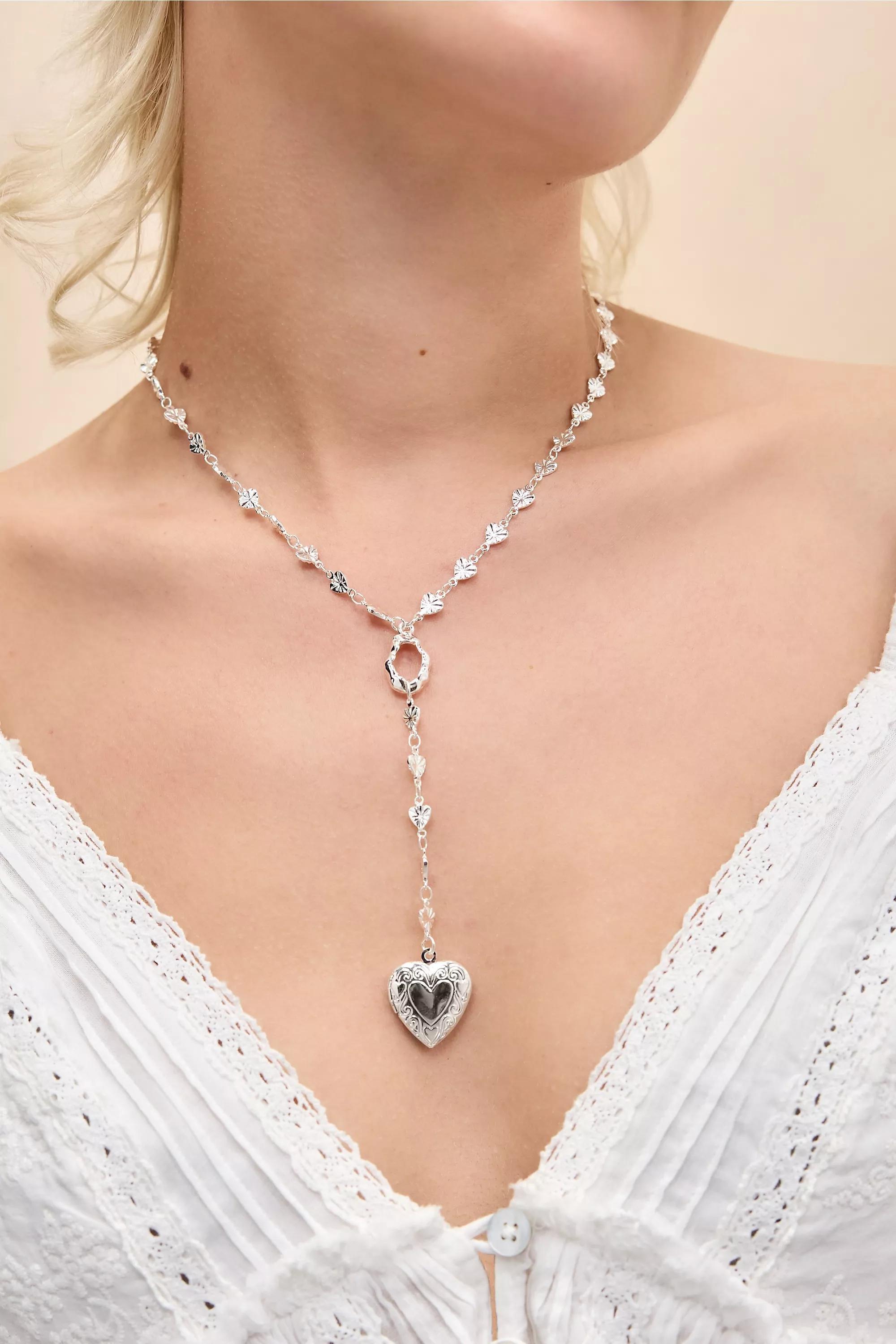 Gold Uo Delicate Heart Lariat Necklace, , medium