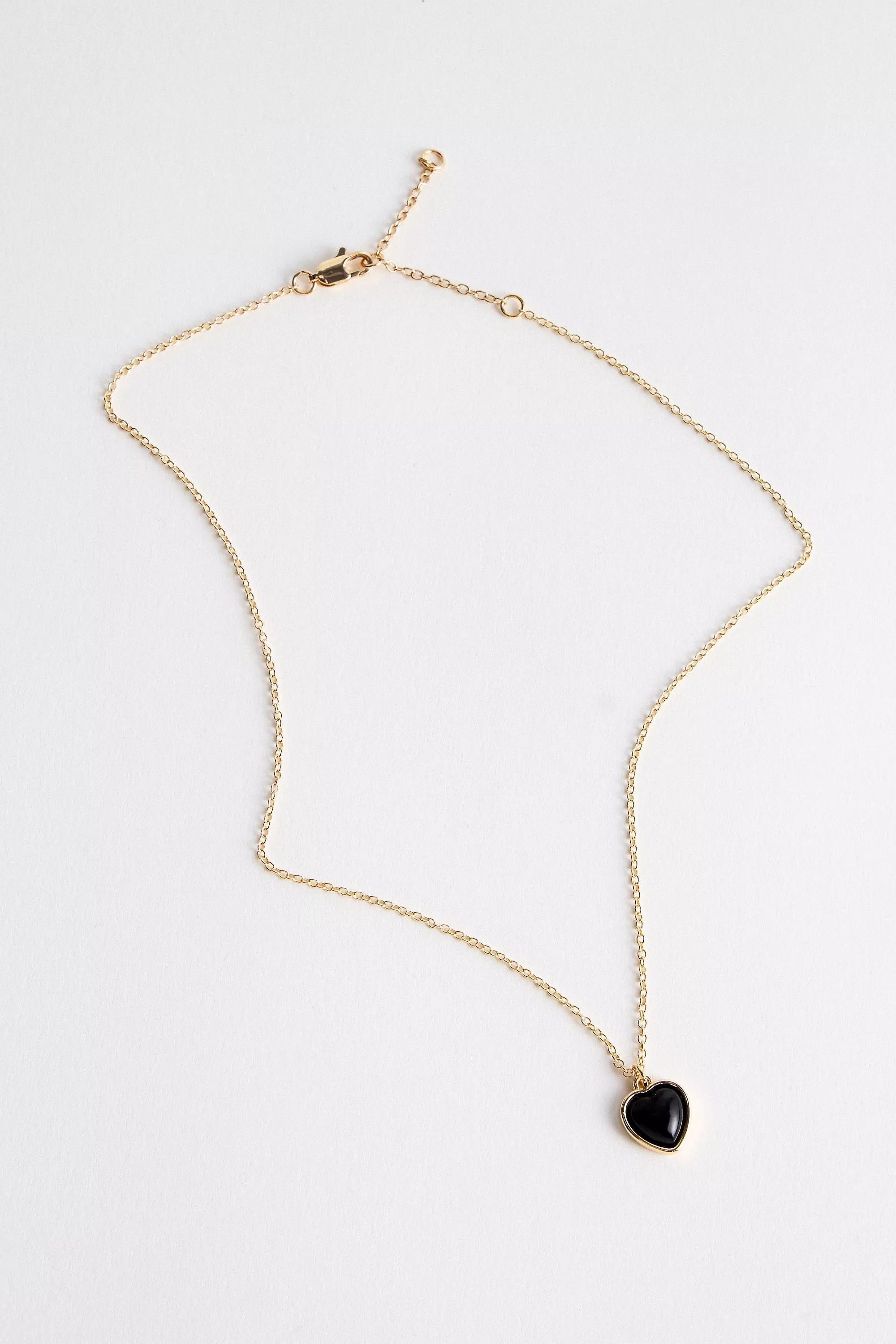 Gold Uo Enamel Heart Pendant Necklace, GOLD, large image number 2