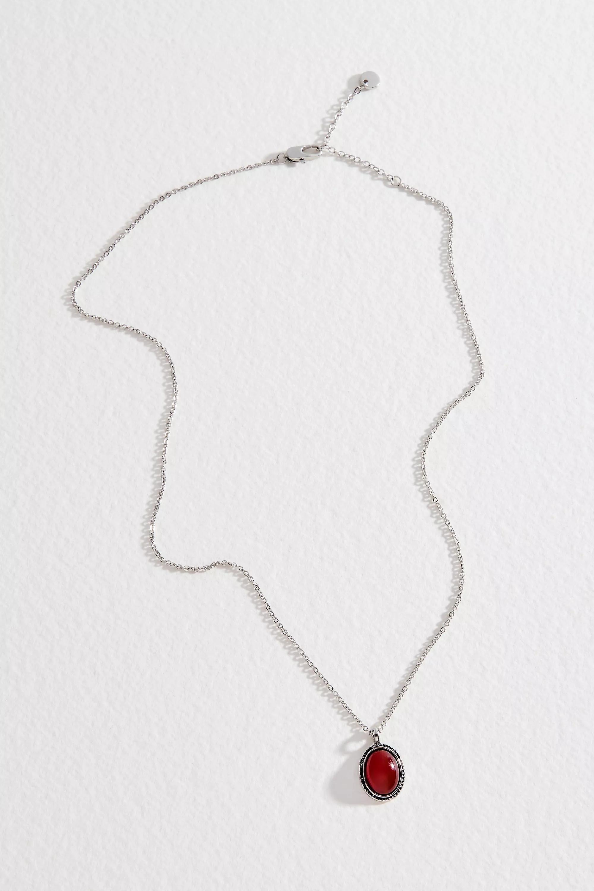 Silver Uo Stone Pendant Necklace, SLVR, large image number 2