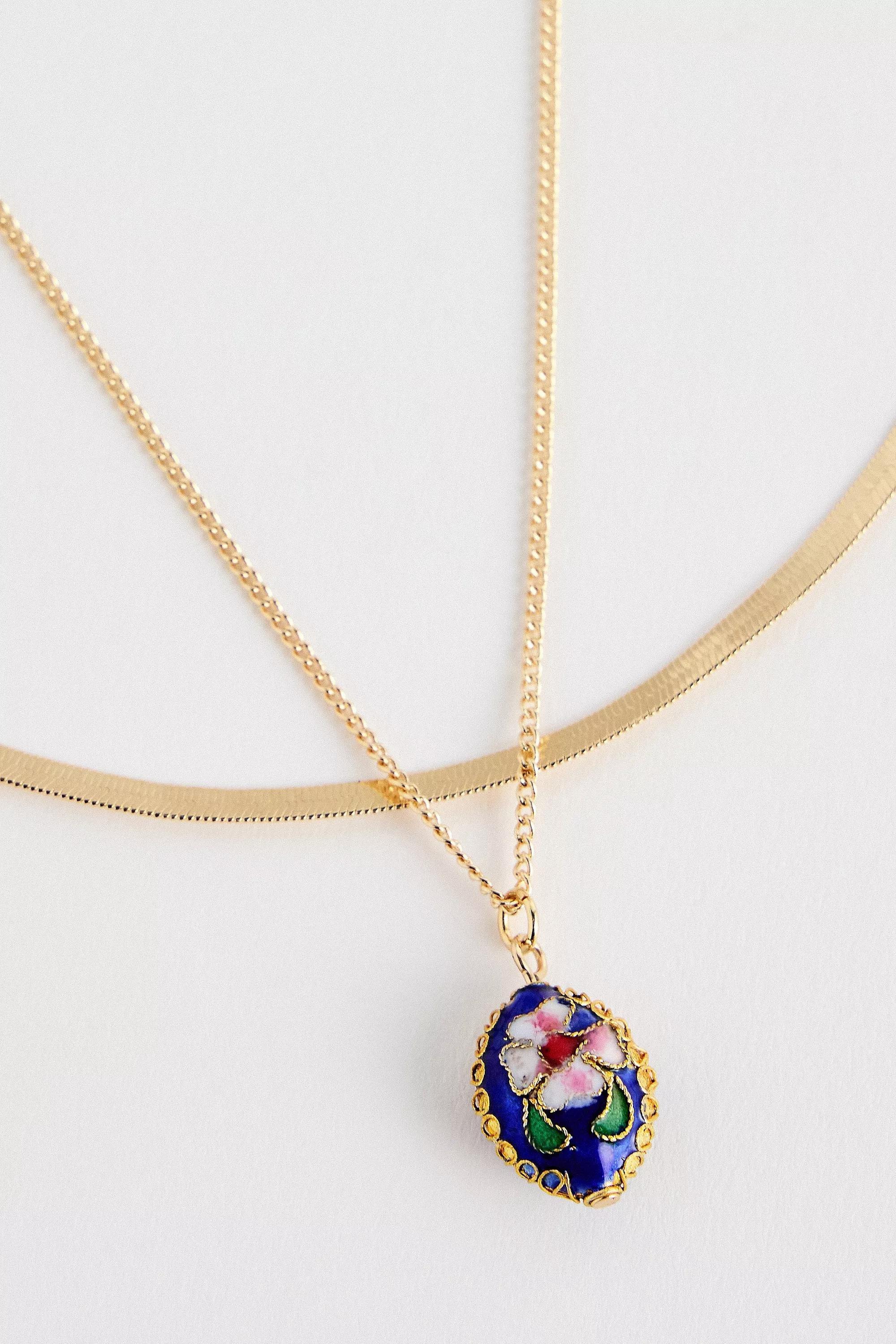 Gold Uo Blue Charm Pendant Necklace 2-Pack, , medium
