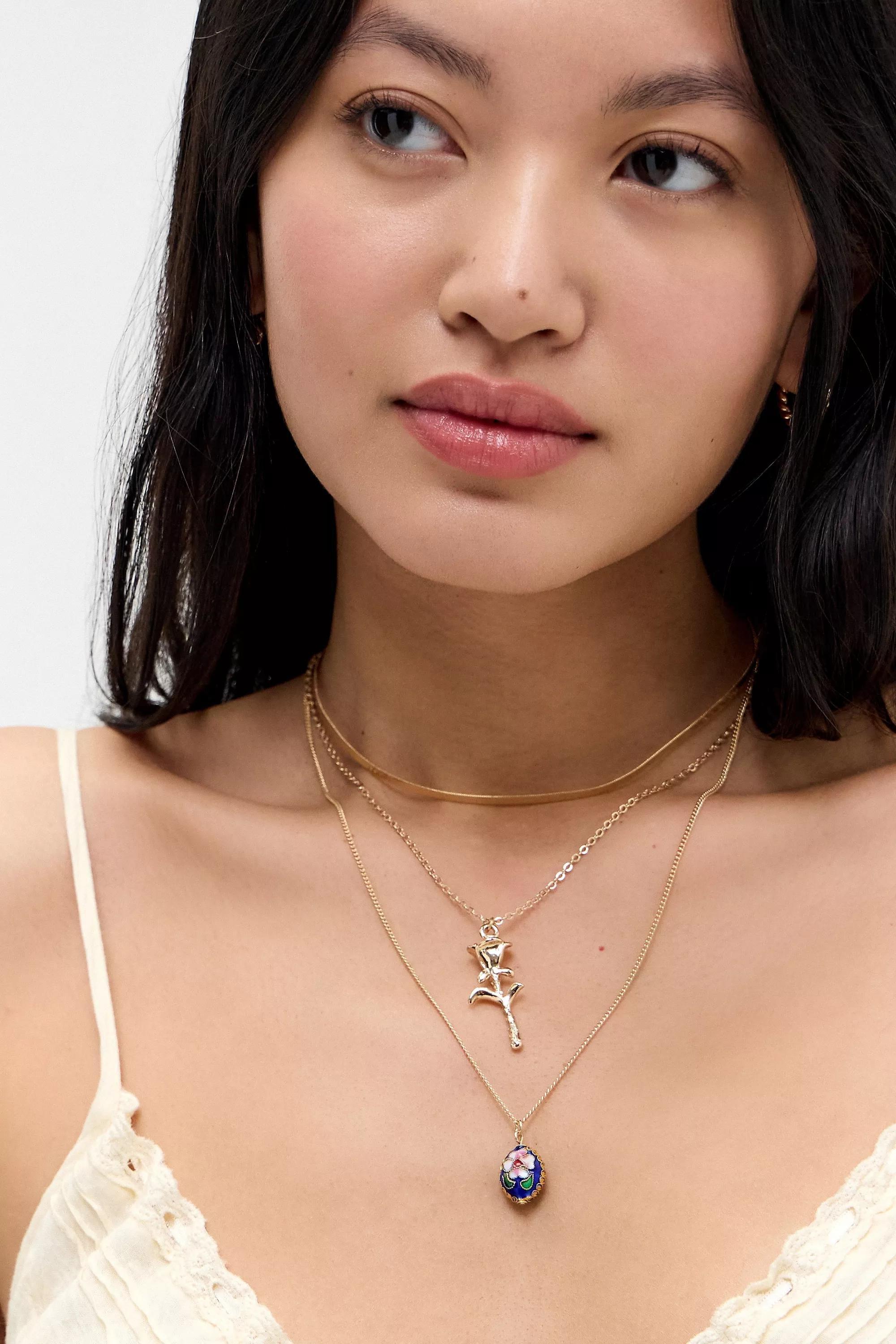 Gold Uo Blue Charm Pendant Necklace 2-Pack, GOLD, large image number 1