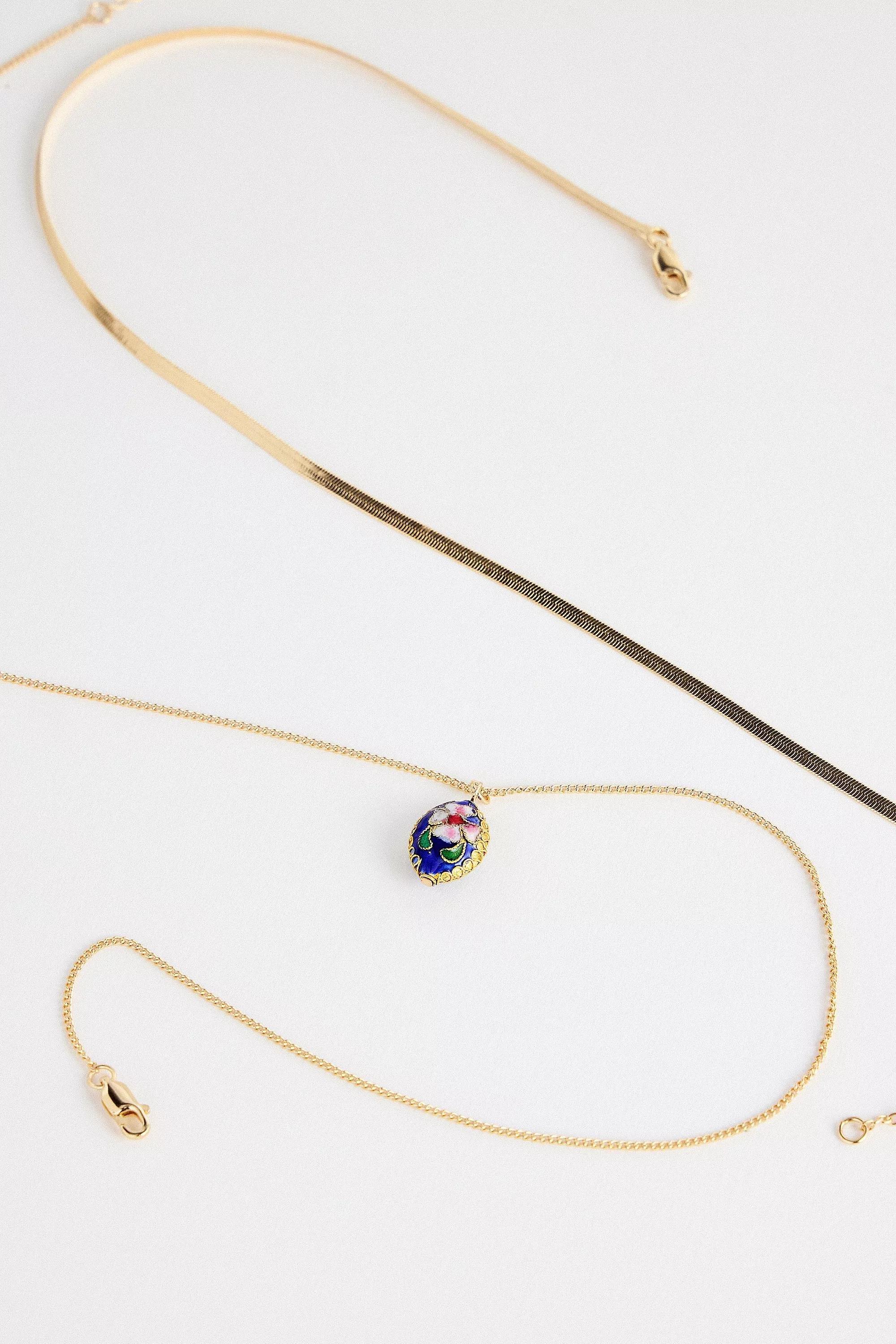 Gold Uo Blue Charm Pendant Necklace 2-Pack, GOLD, large image number 2