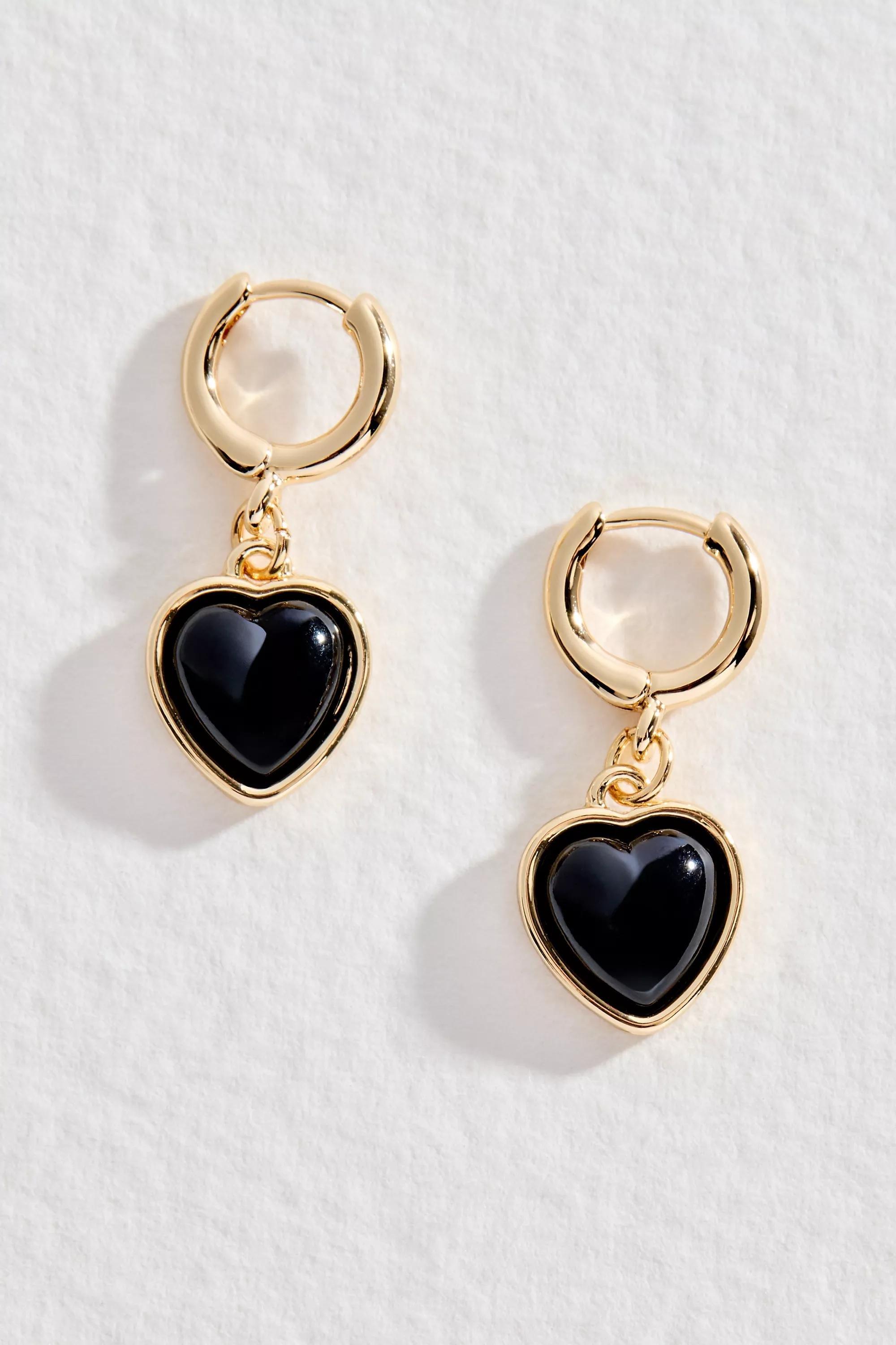 Gold Uo Enamel Heart Drop Earrings, GOLD, medium