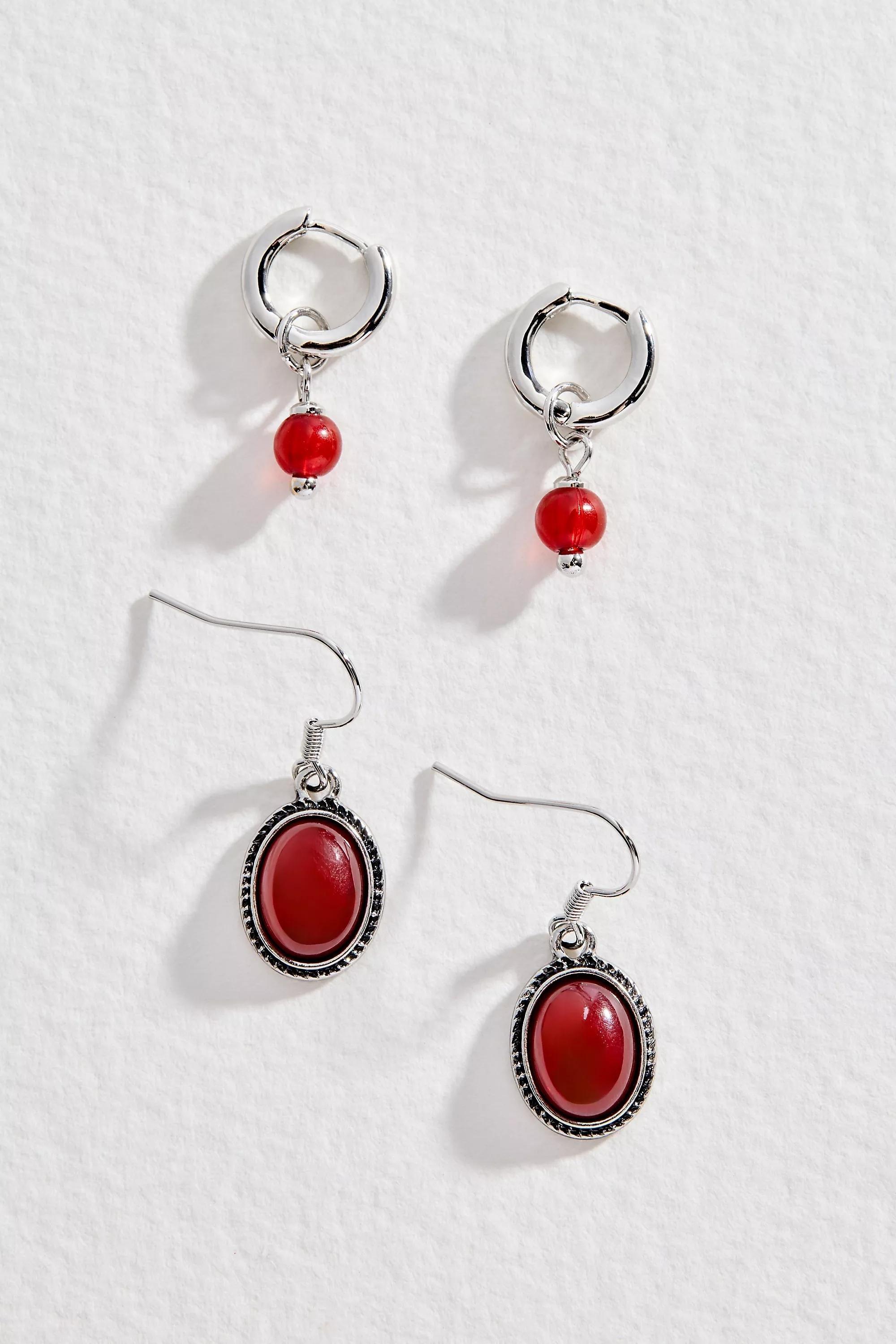 Silver Uo Amber Stone Earrings 2-Pack, SLVR, large image number 0