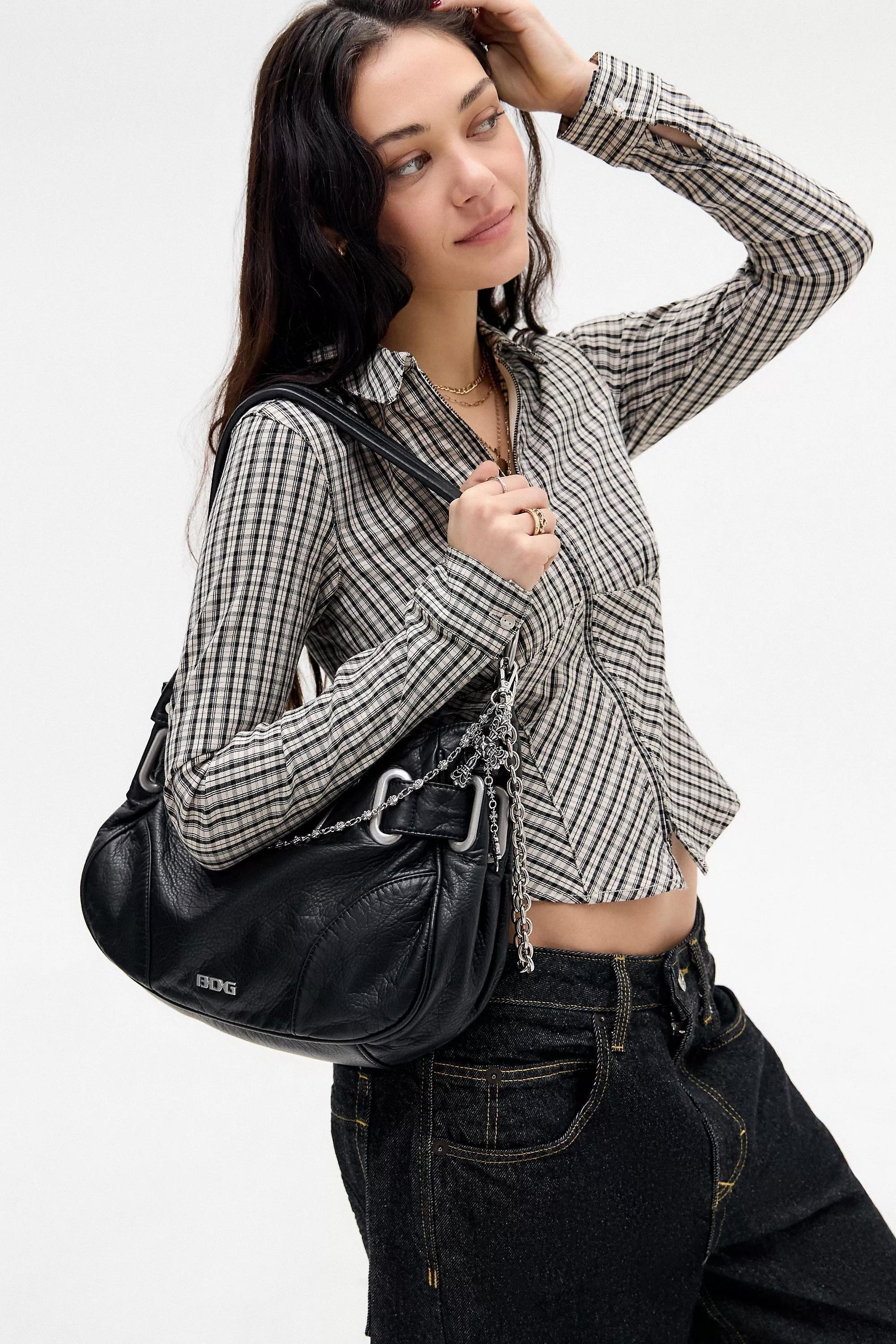 Black Bdg Sonny Loop Through Faux Leather Bag, BLK, large image number 0
