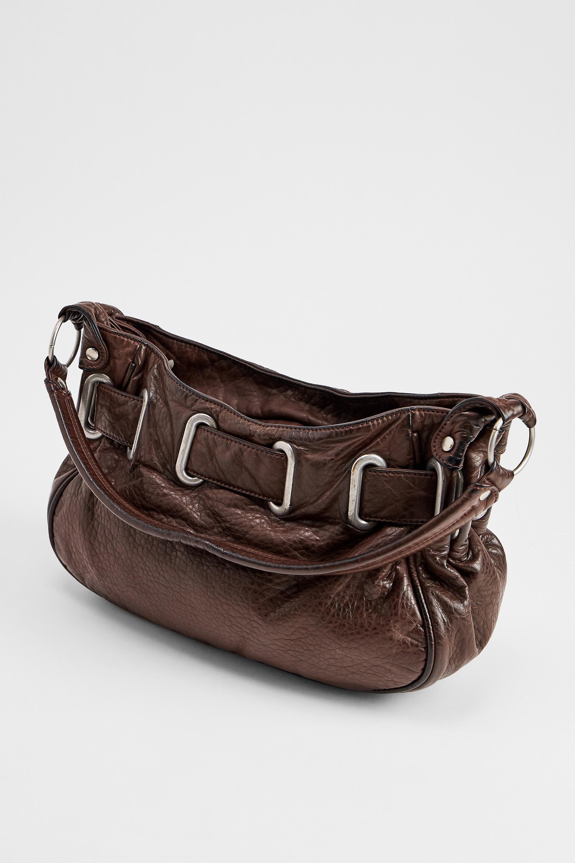 Brown Bdg Faux Leather Bag, BRN, large image number 4