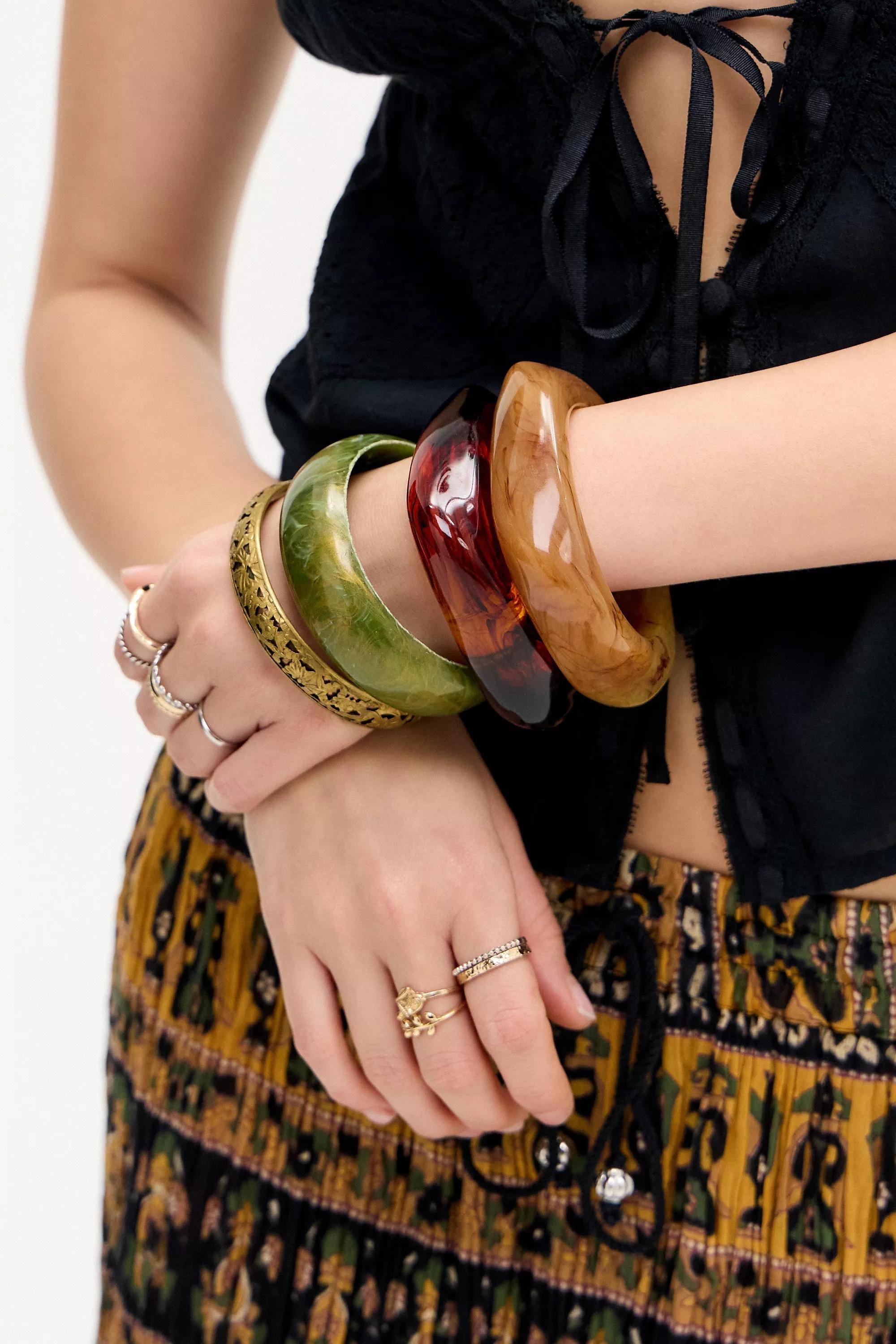 Brown Uo Tortoiseshell Chunky Resin Bangle, , medium