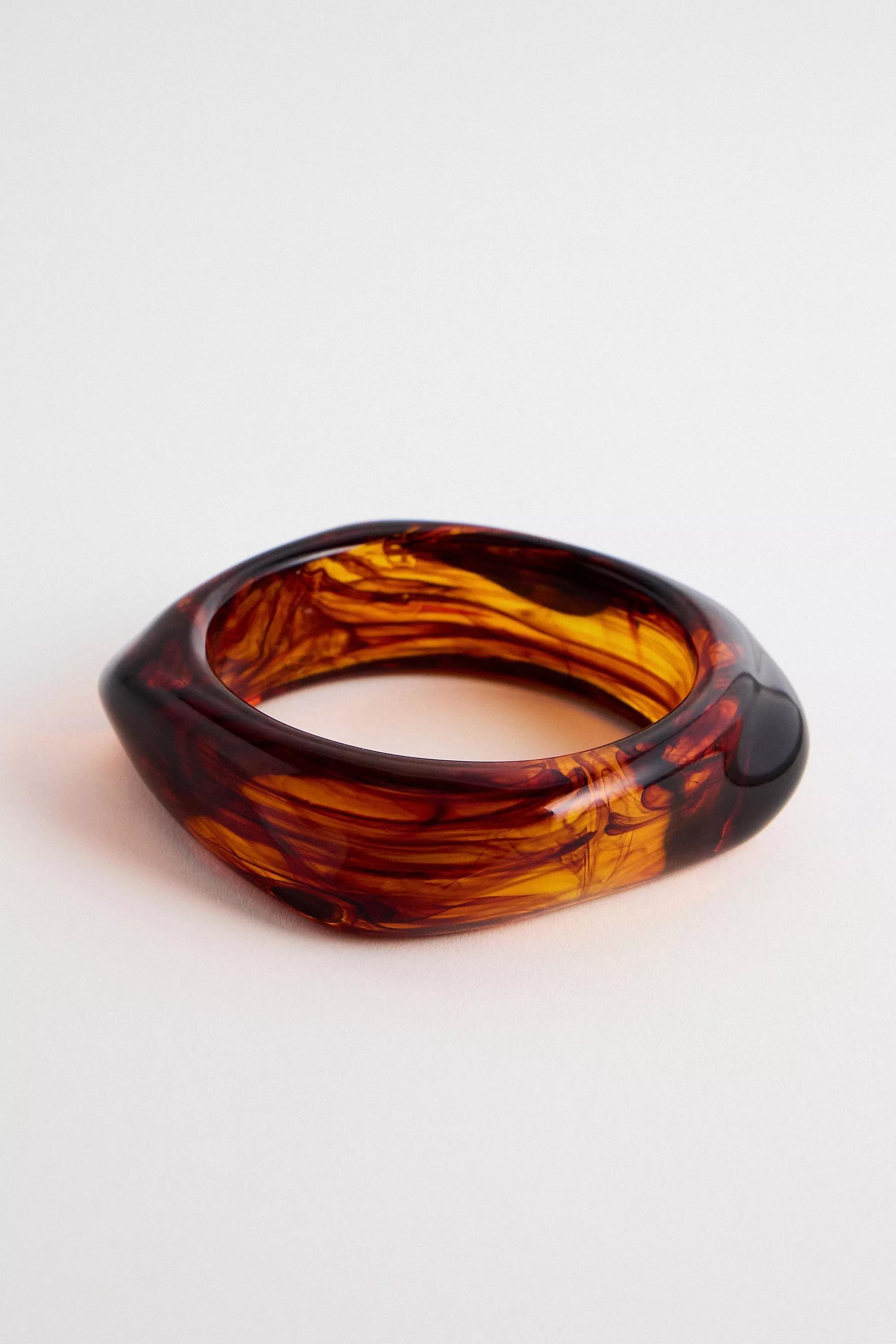 Brown Uo Tortoiseshell Chunky Resin Bangle, BRN, large image number 1
