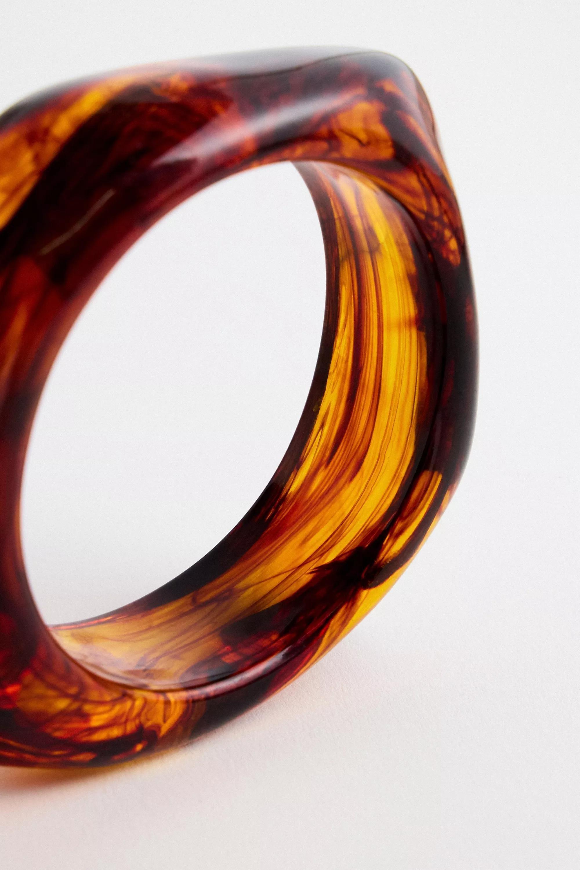 Brown Uo Tortoiseshell Chunky Resin Bangle, BRN, large image number 2