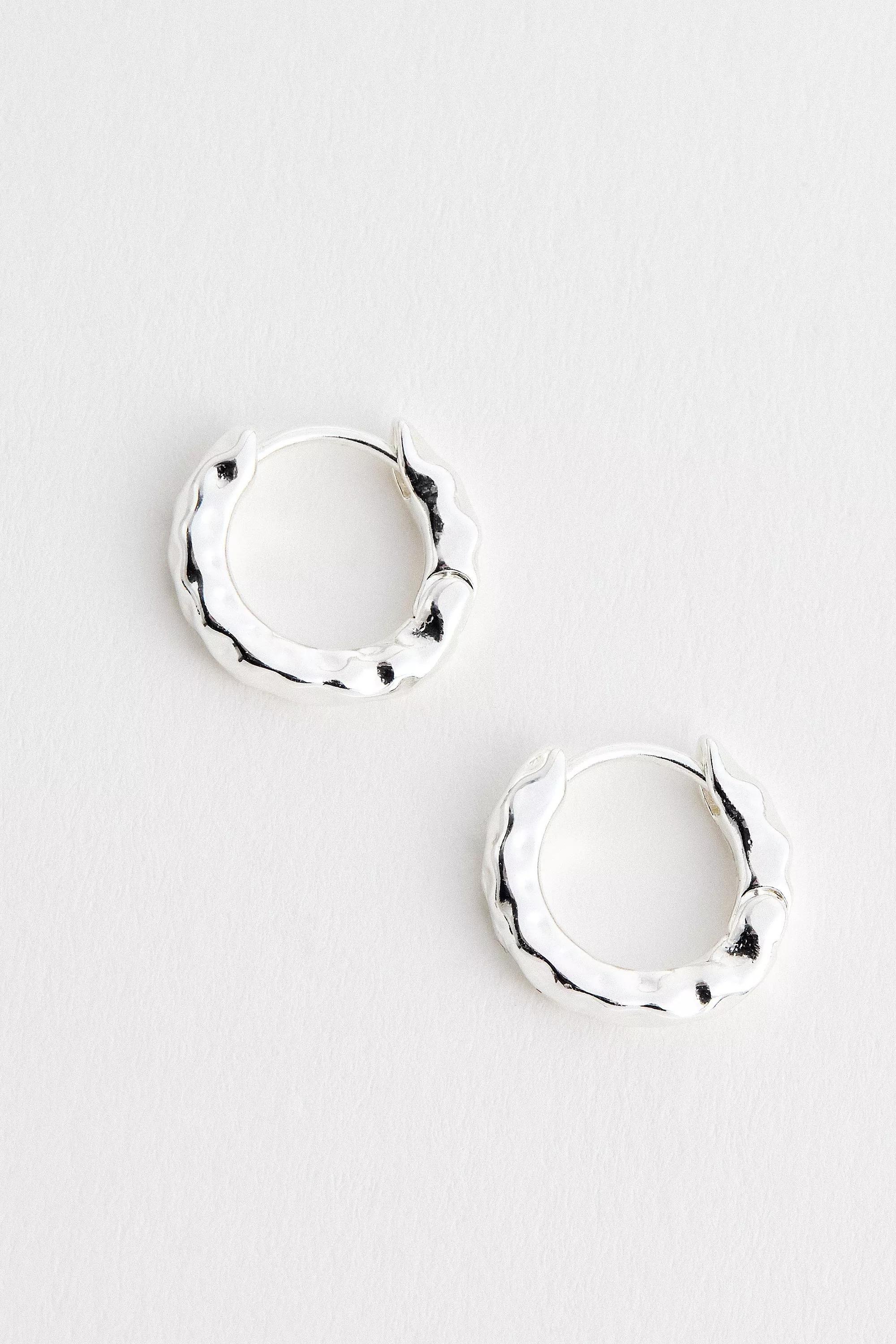 Silver Uo Plated Huggie Hoop Earrings, SLVR, large image number 0