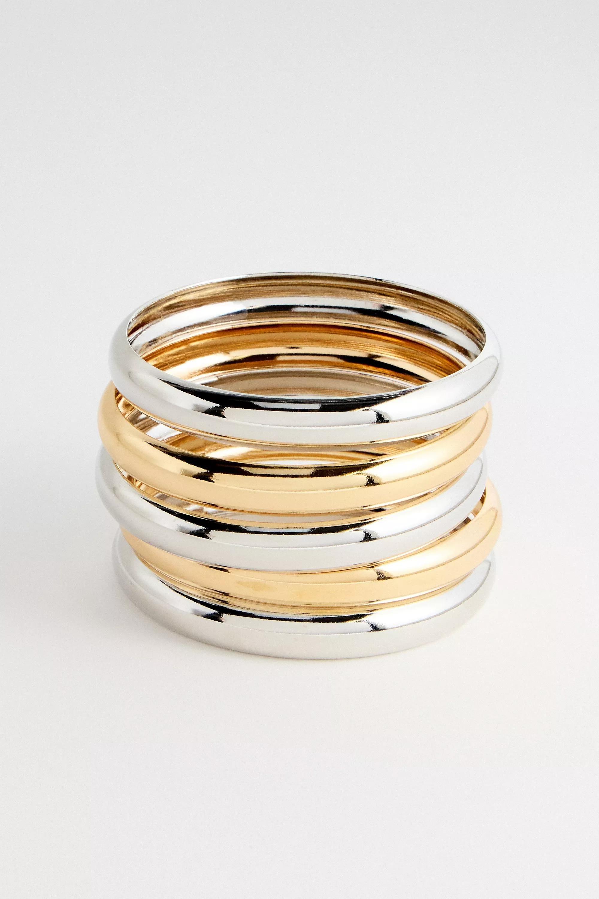 UO Mixed Metal Bangle Pack, ASSORT, large image number 1