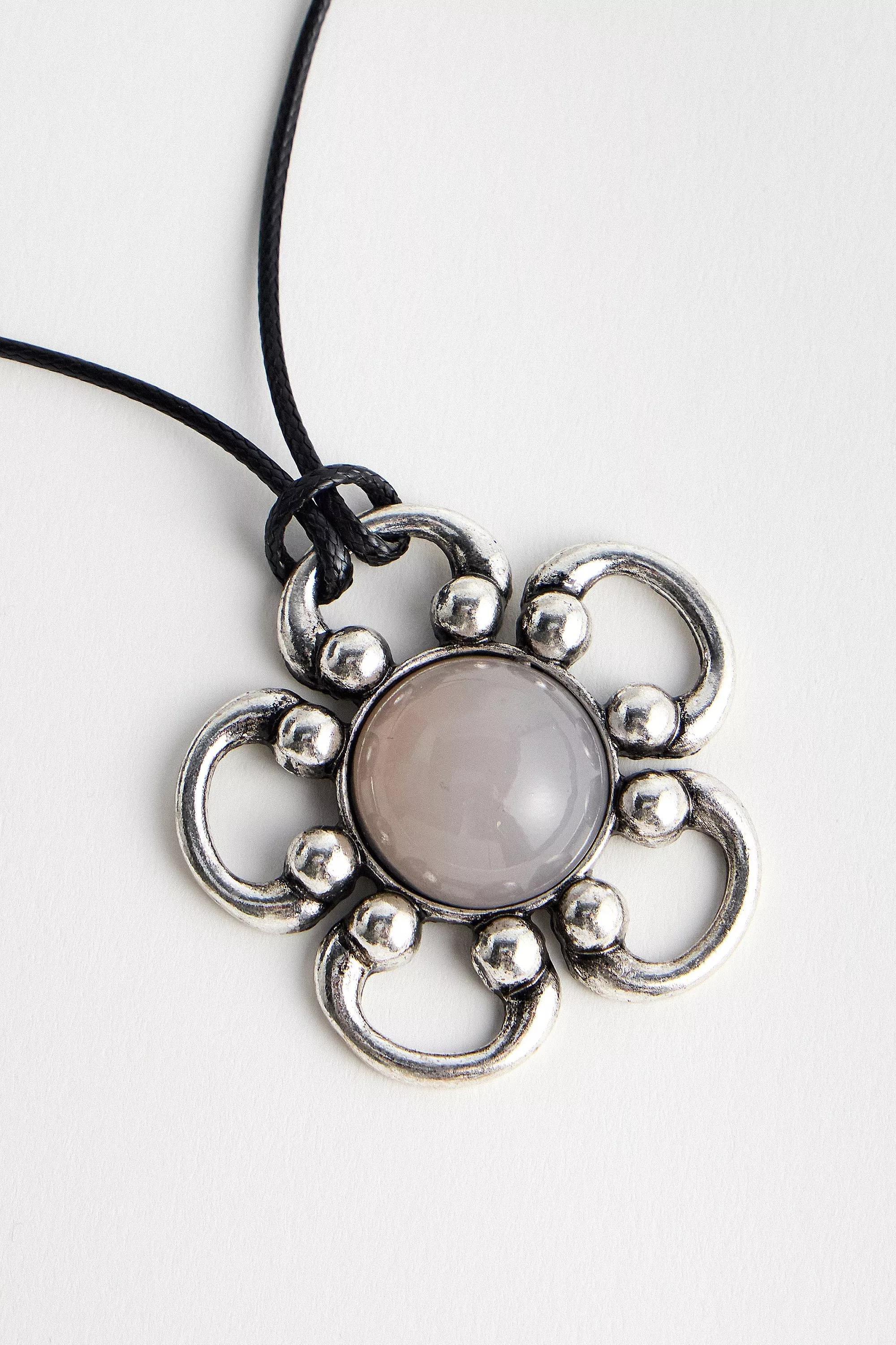 Silver Uo Ornate Flower Cord Choker Necklace, SLVR, large image number 0
