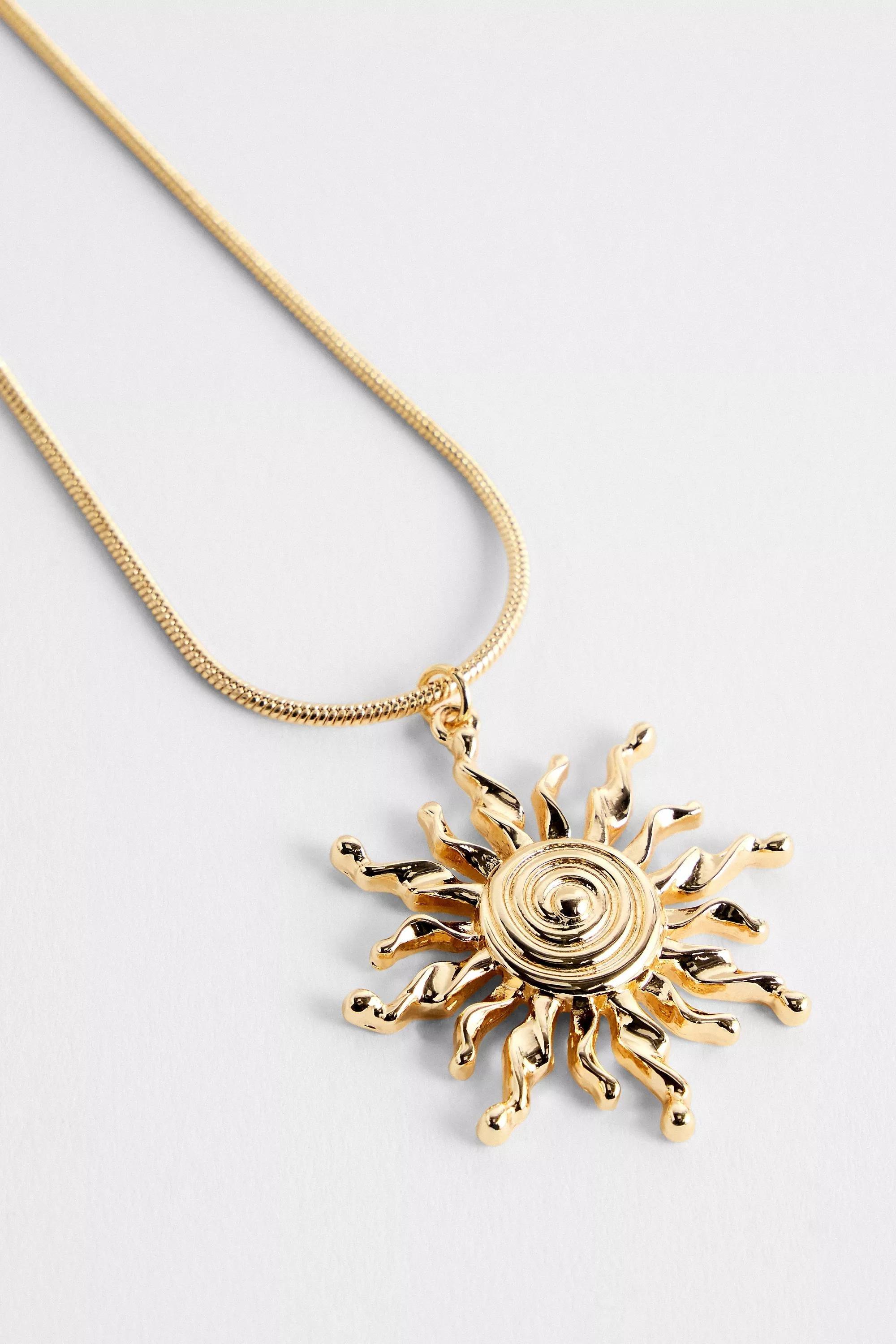 Gold Uo Sun Swirl Pendant Necklace, GOLD, large image number 0