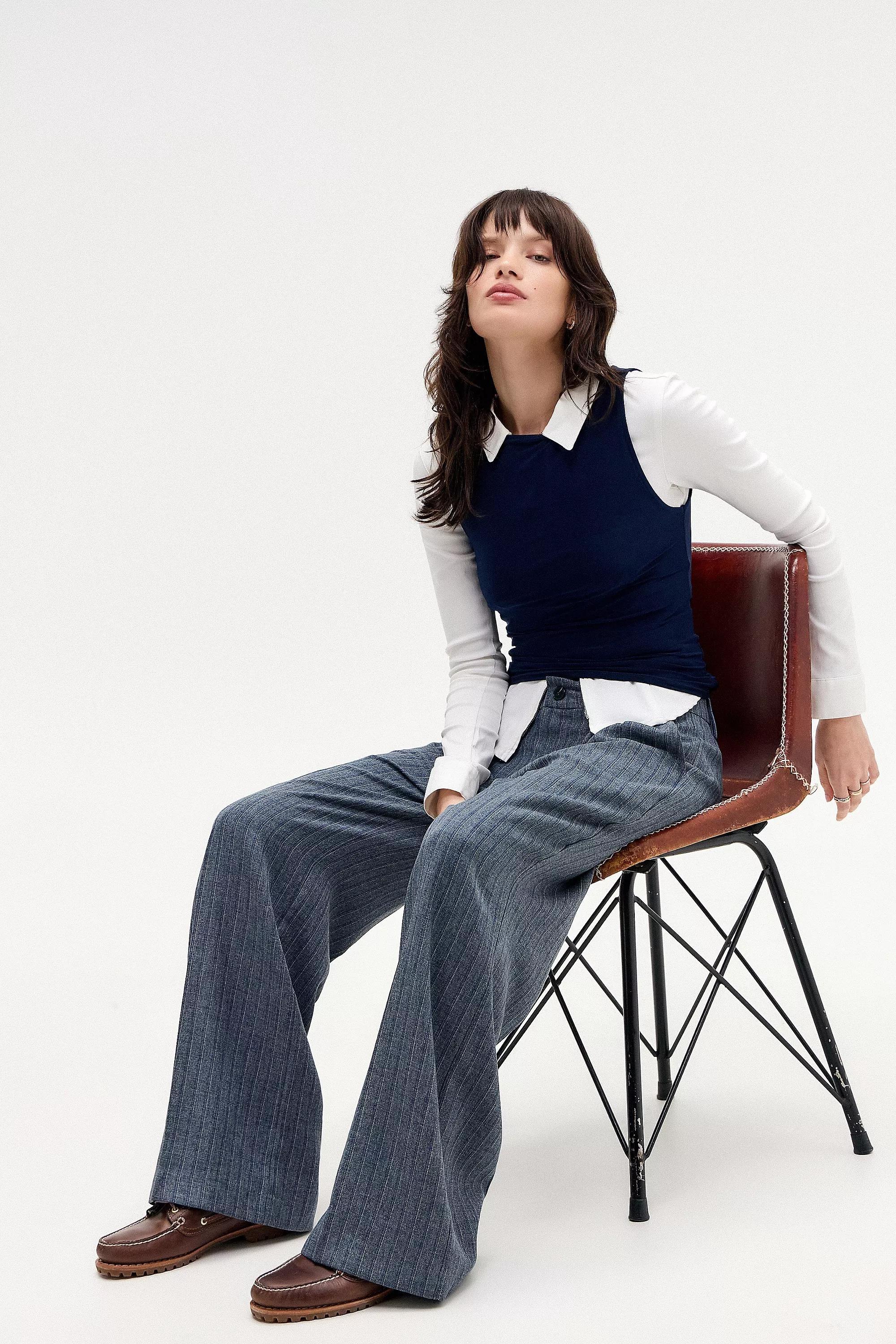 Grey Ash Pinstripe Pants, , large image number 4