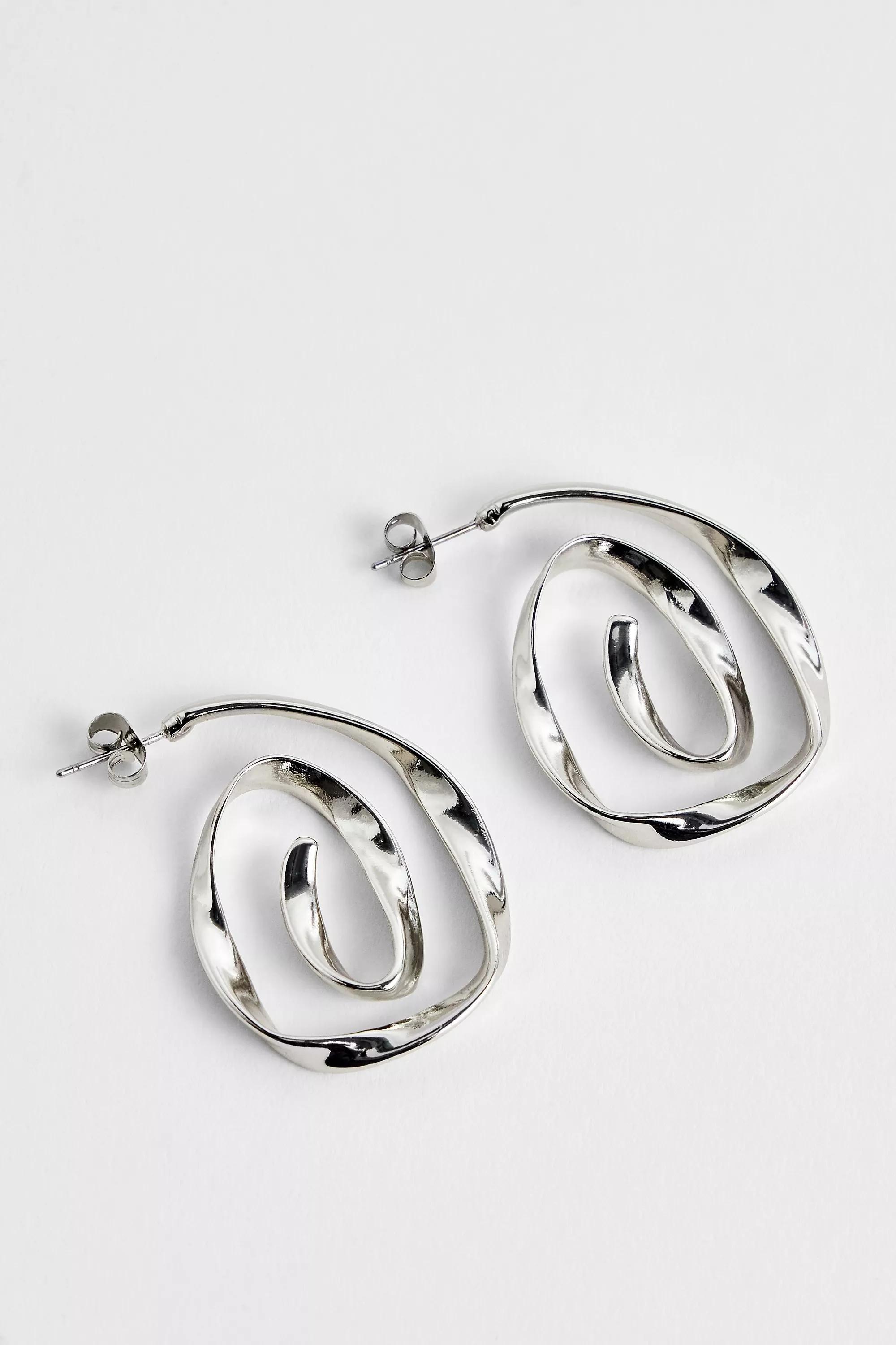 Silver Uo Swirl Hoop Earrings, SLVR, large image number 1