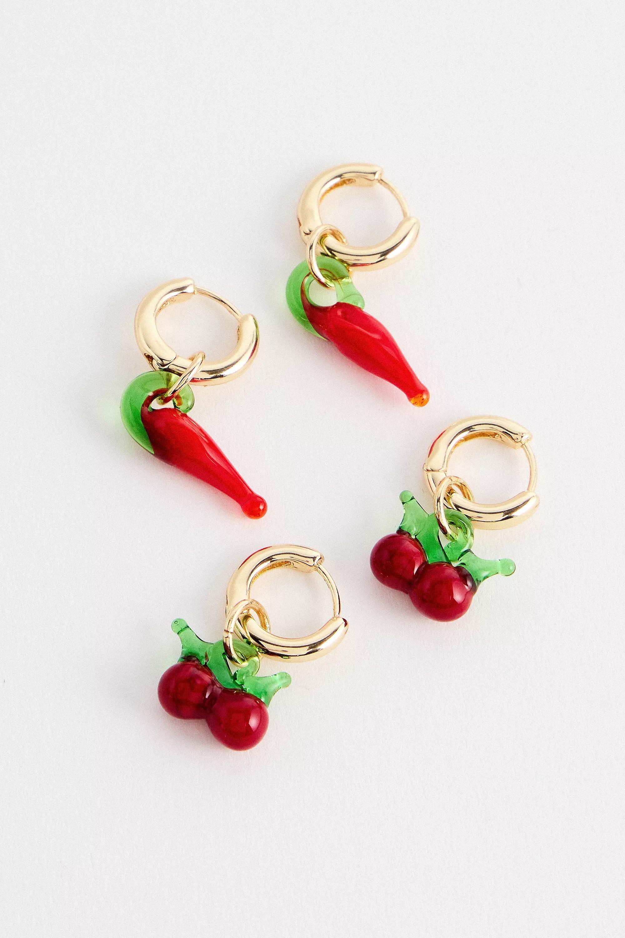 Red Cherry & Chilli Earrings 2-Pack, RED, large image number 0