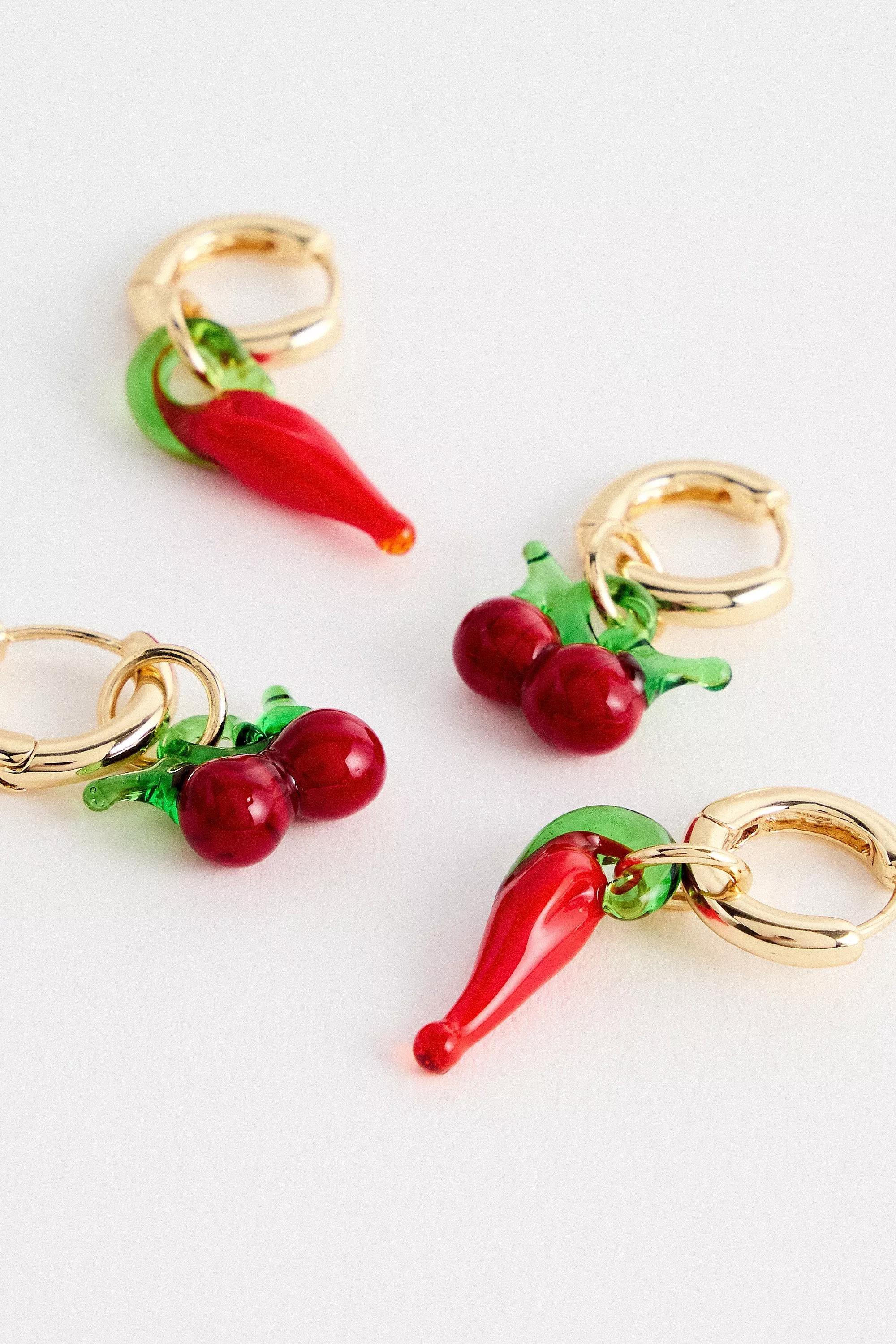 Red Cherry & Chilli Earrings 2-Pack, RED, large image number 1