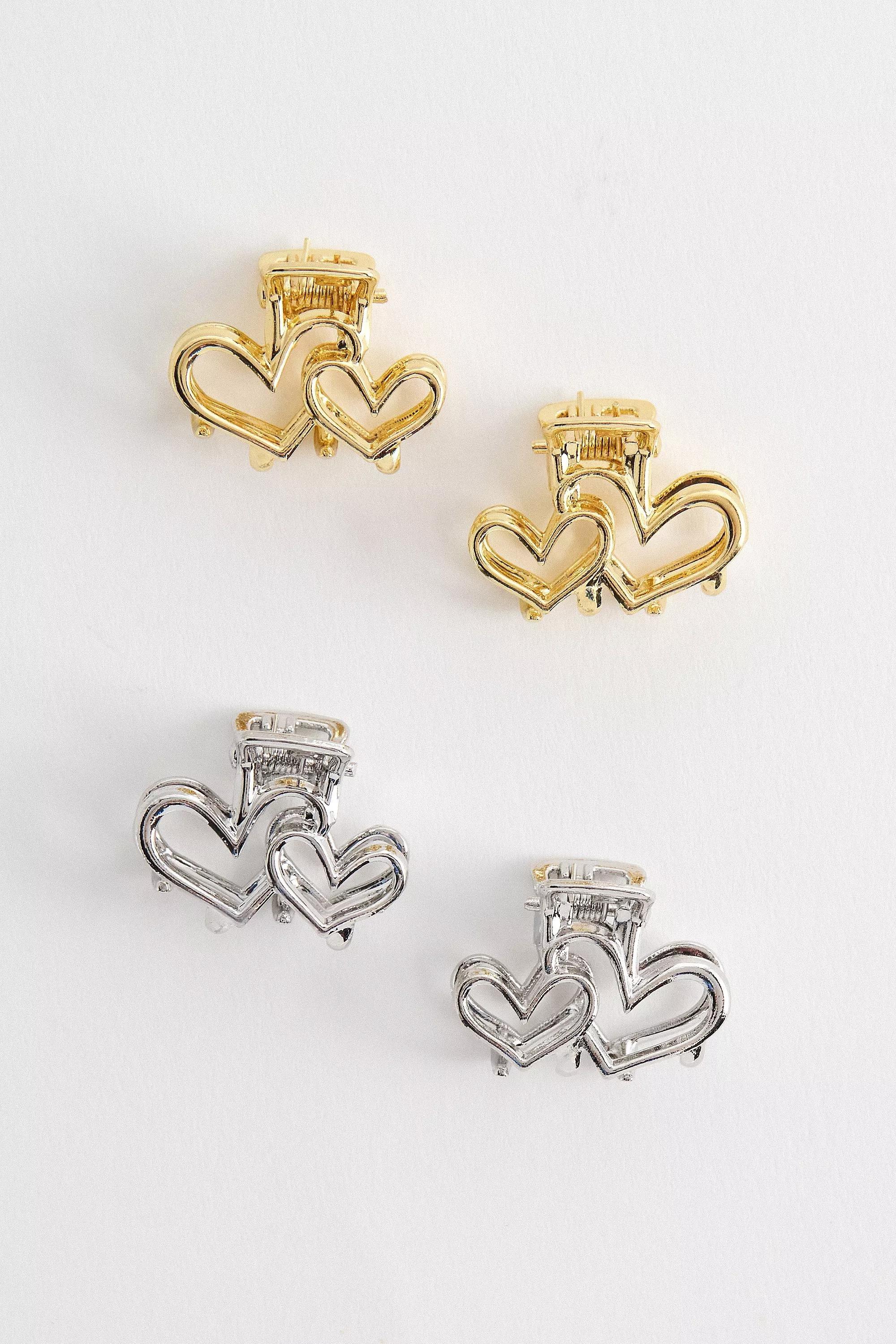 Multicolour Uo Mini Cutout Heart Clip 4-Pack, ASSORT, large image number 0