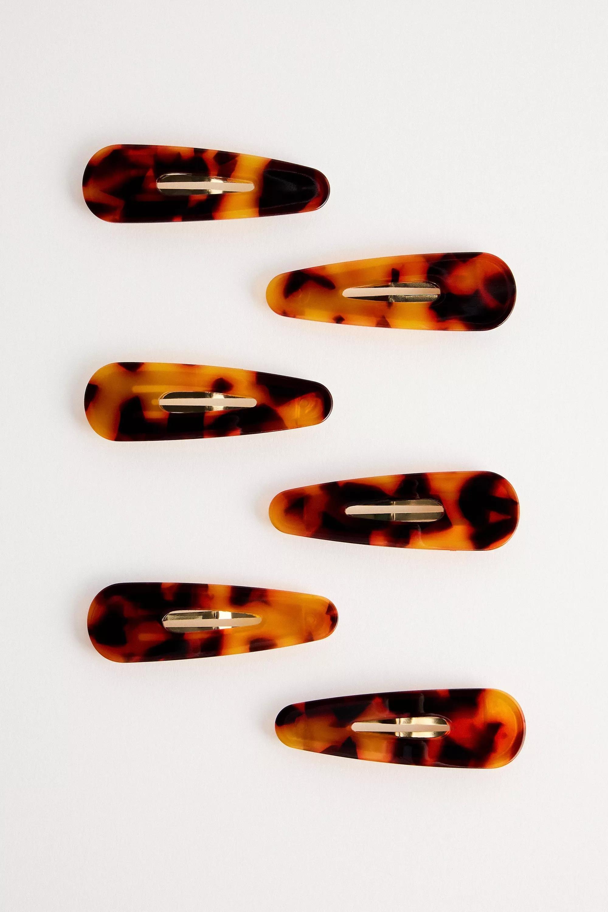 Brown Wave Snap Hair Clips, Set Of 6, BRN, large image number 1