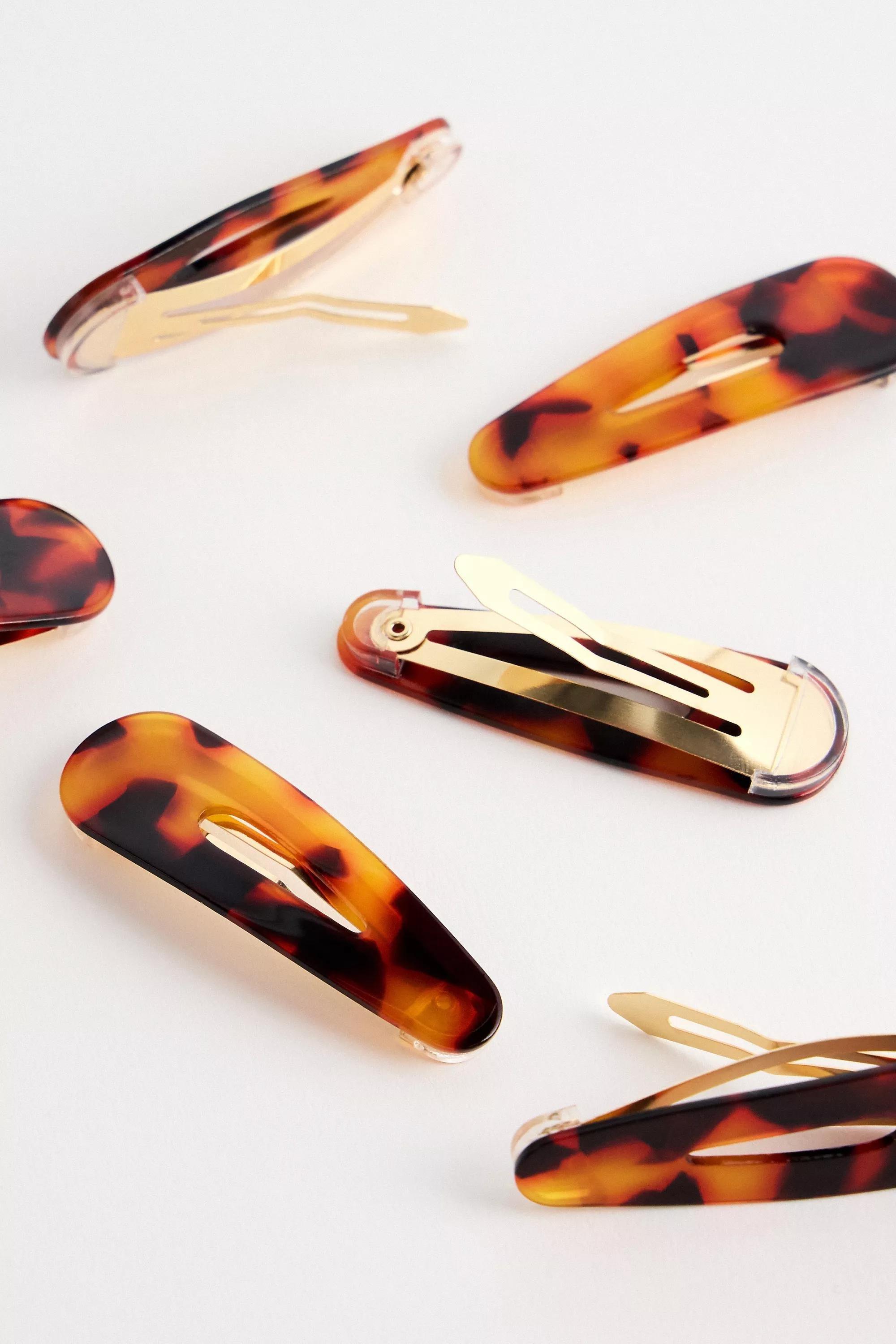 Brown Wave Snap Hair Clips, Set Of 6, BRN, large image number 2