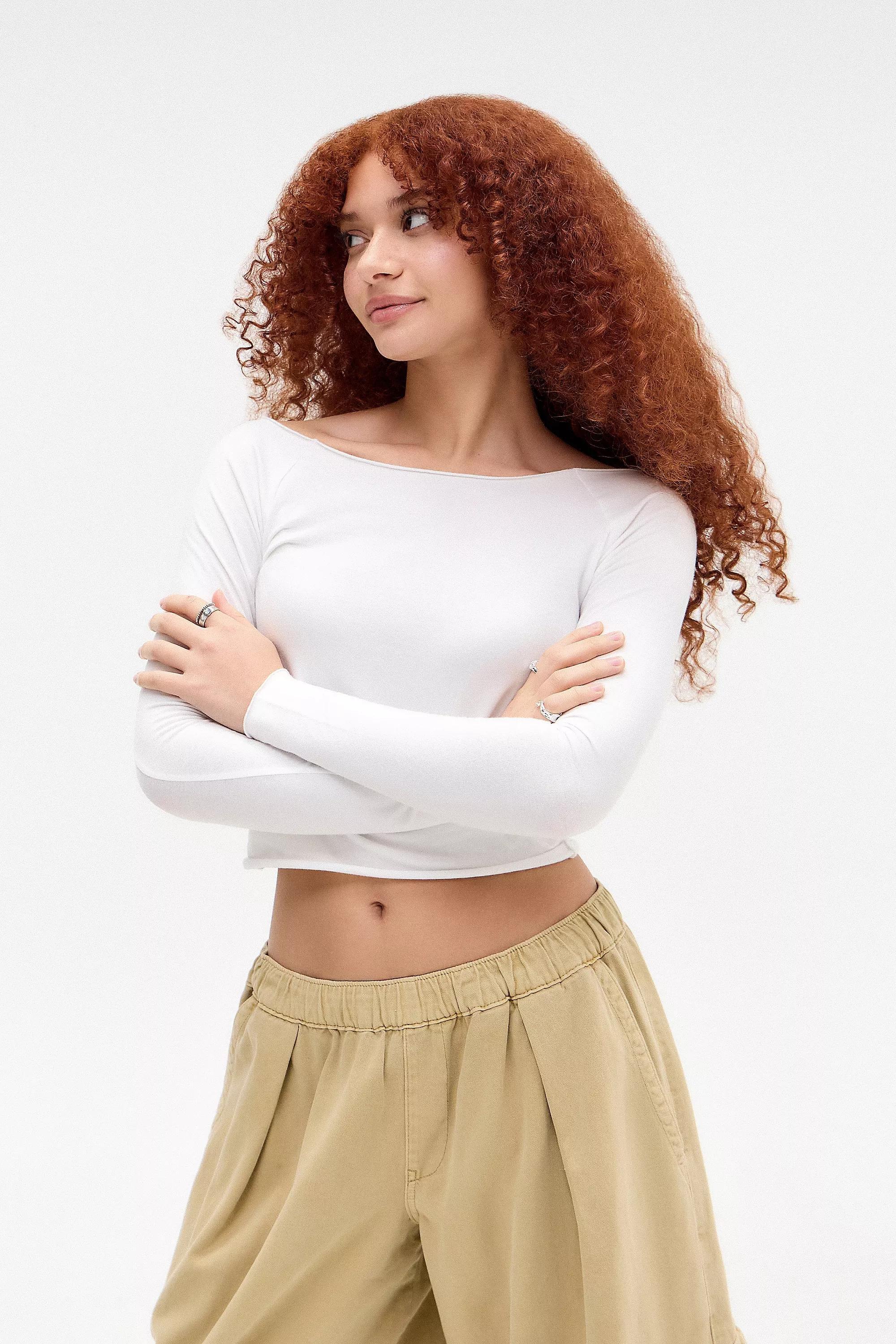 White UO Out From Under Crop Top, WHT, medium