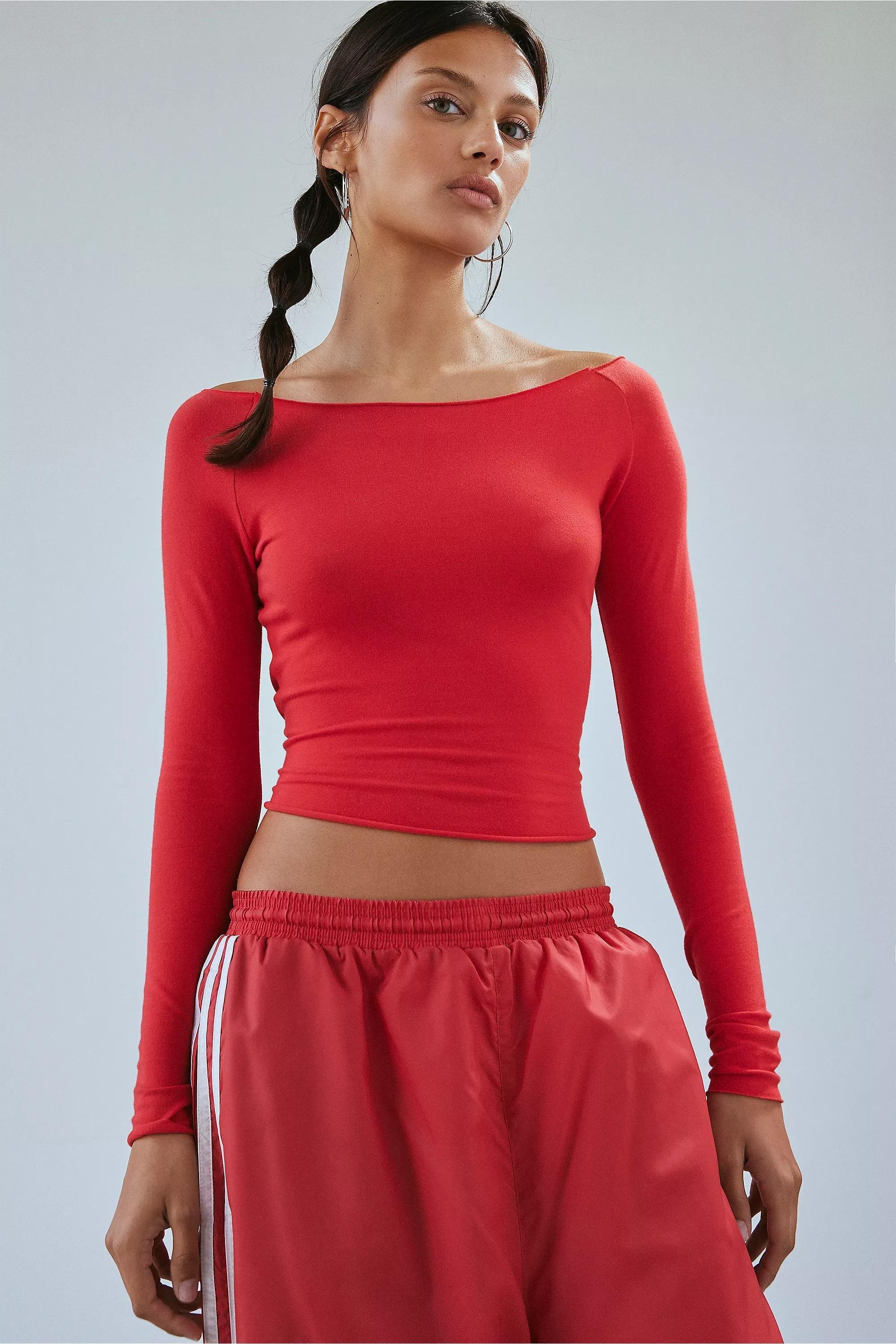 Red Out From Under Long Sleeve Top, , large image number 0