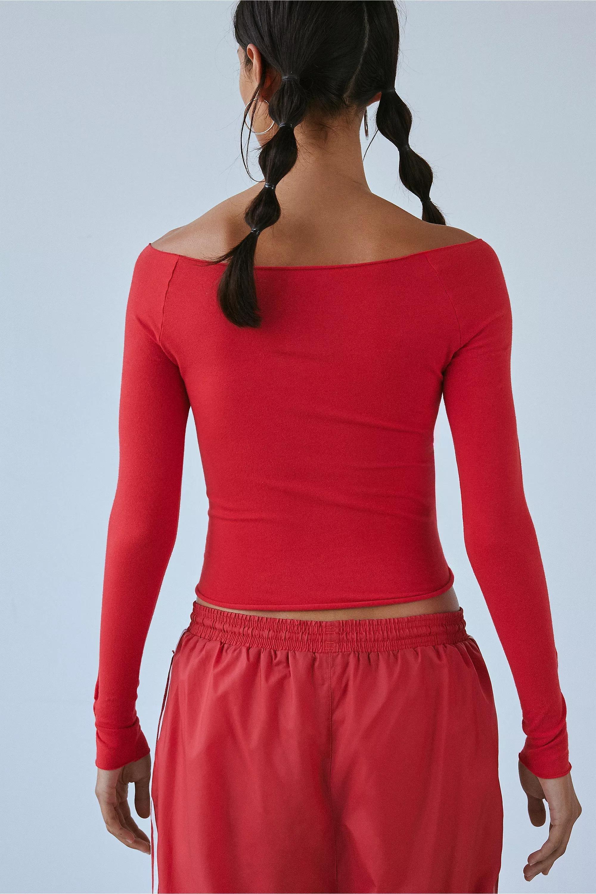 Red UO Out From Under Crop Top, RED, large image number 2