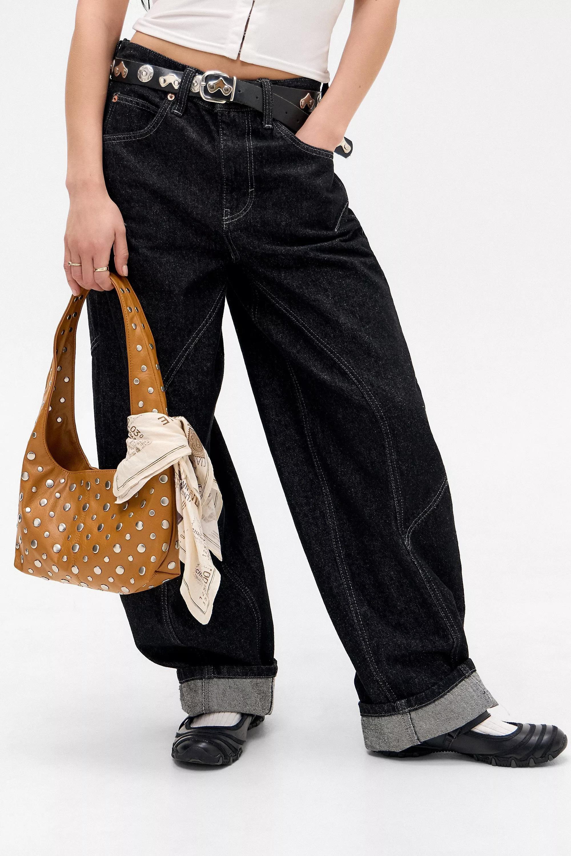Brown Uo Mini Faux Leather Trapeze Studded Bag, A301_0224, large image number 1