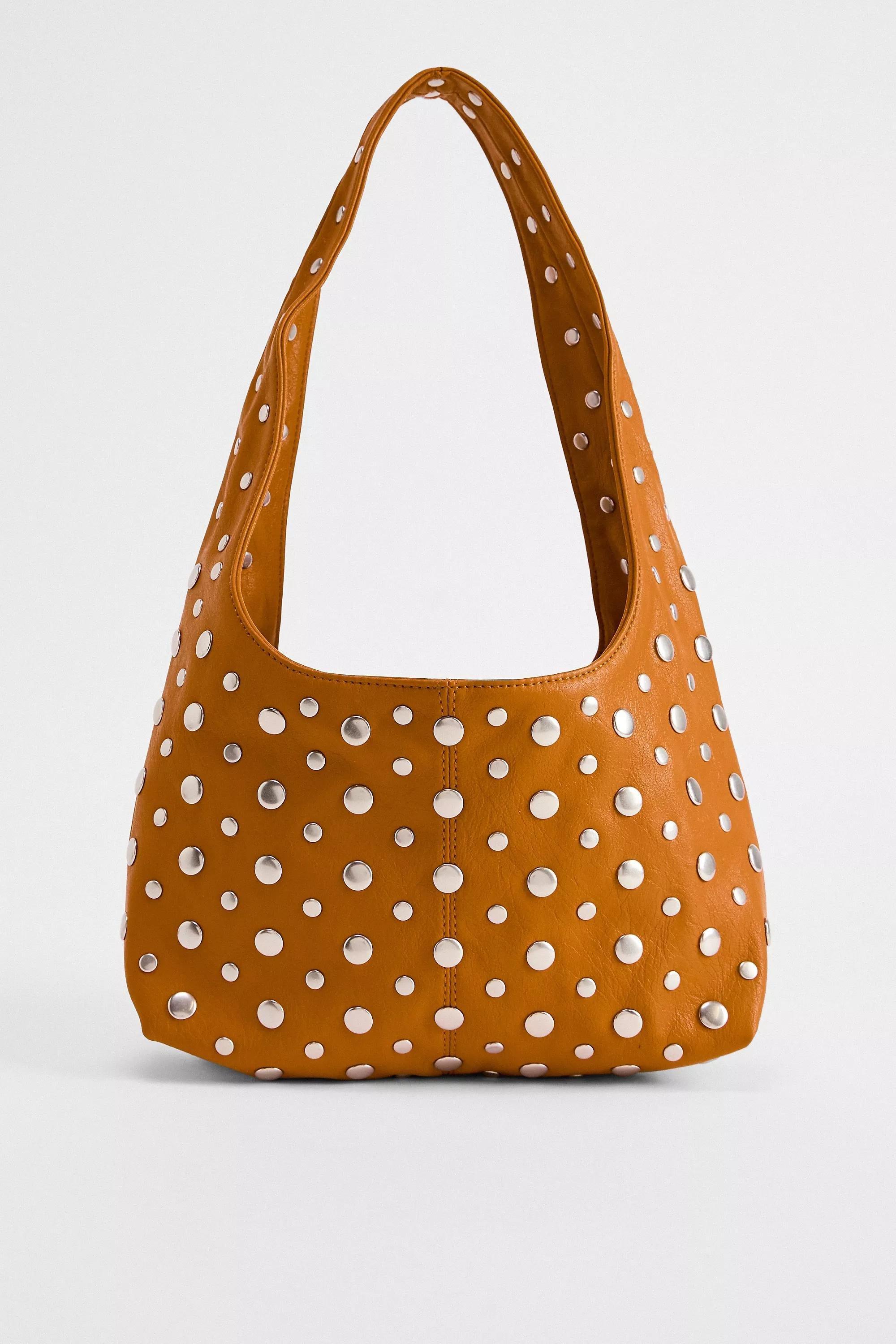 Brown Uo Mini Faux Leather Trapeze Studded Bag, A301_0224, large image number 4