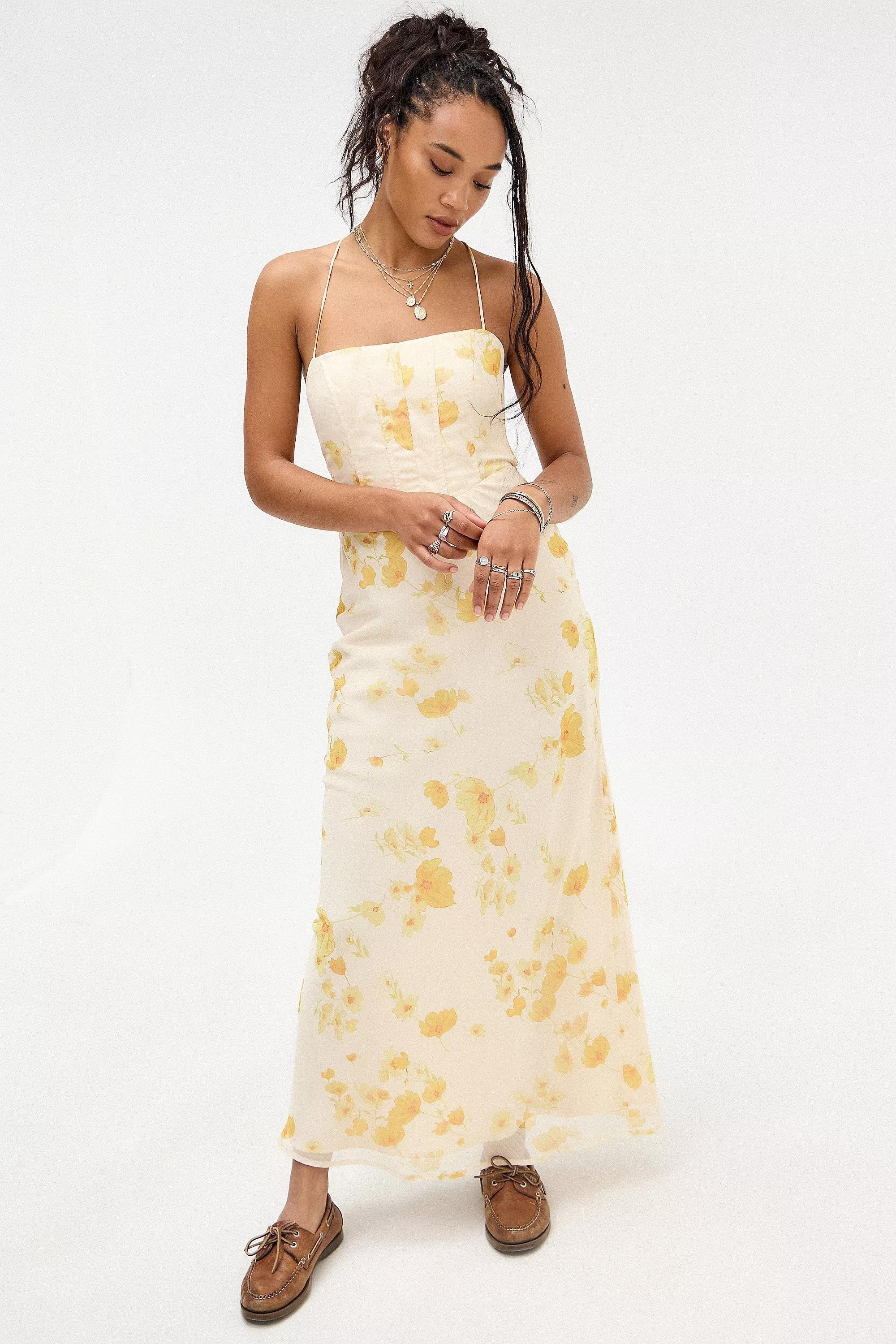 Yellow Love Triangle Uo Exclusive Ingrid Maxi Dress, , large image number 0