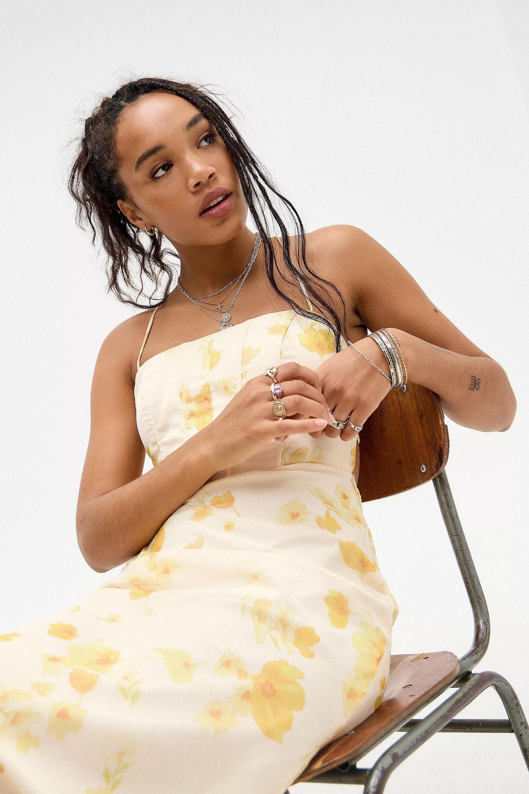 Yellow Love Triangle Uo Exclusive Ingrid Maxi Dress, , large image number 1
