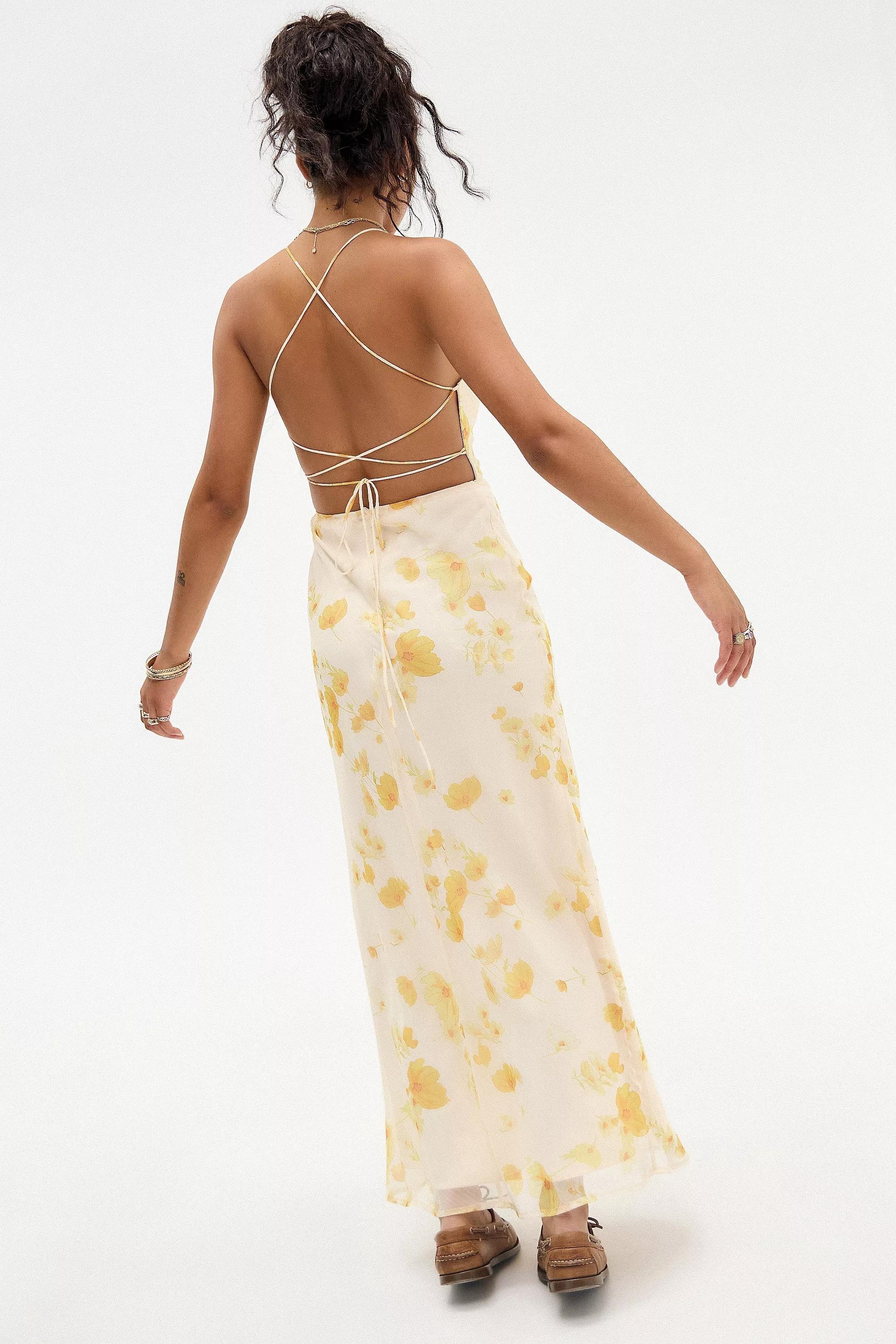 Yellow Love Triangle Uo Exclusive Ingrid Maxi Dress, , large image number 4