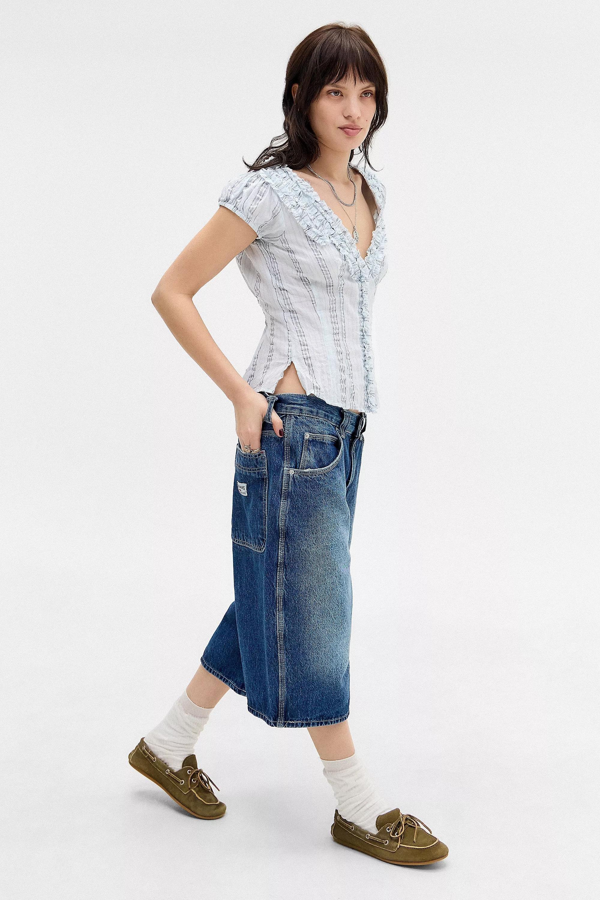 Blue Kimchi Blue Ria Ruffle Blouse, BLUE, large image number 3