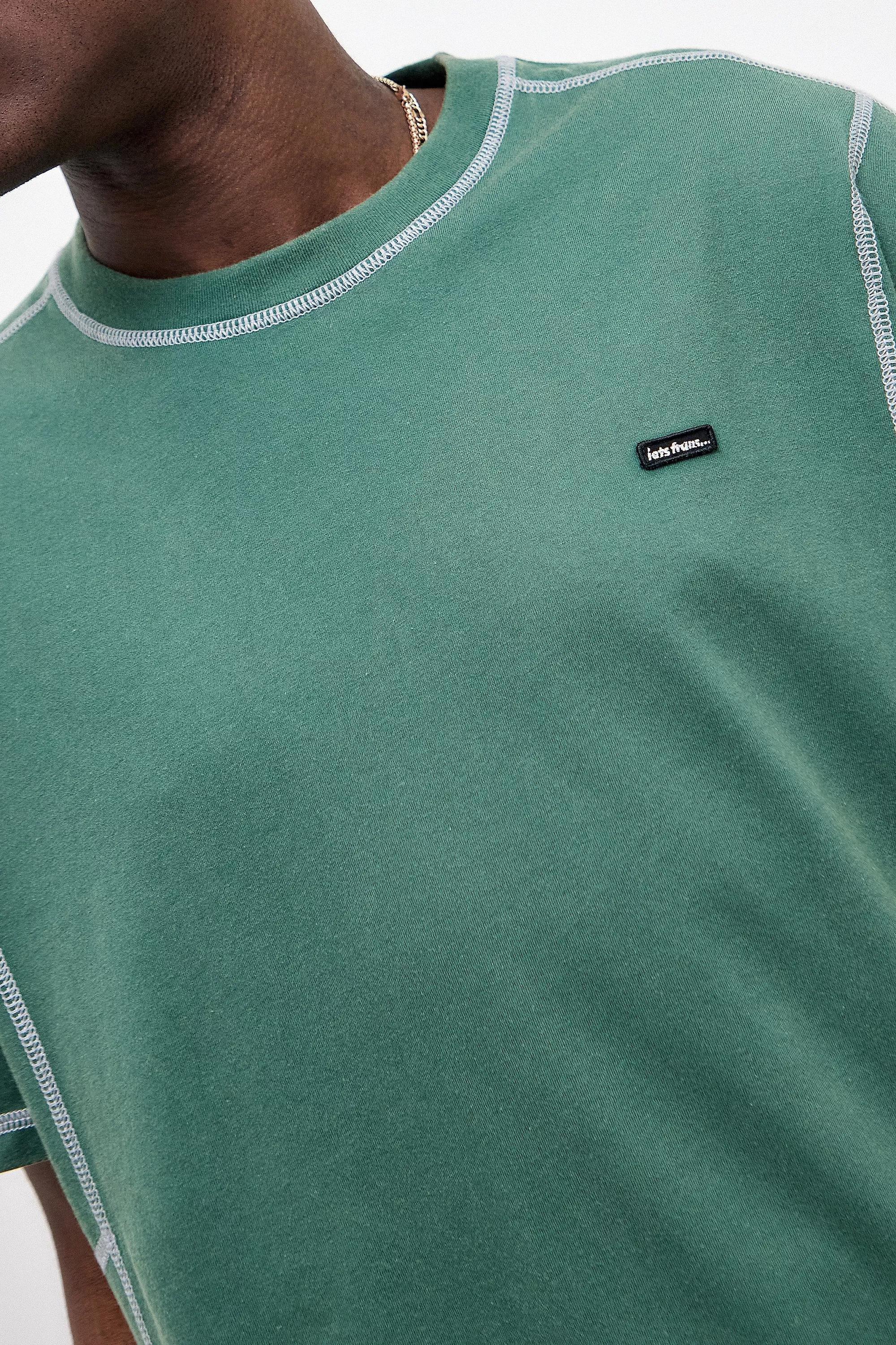 Green Iets Frans... Green Contrast Stitch T-Shirt, , large image number 2