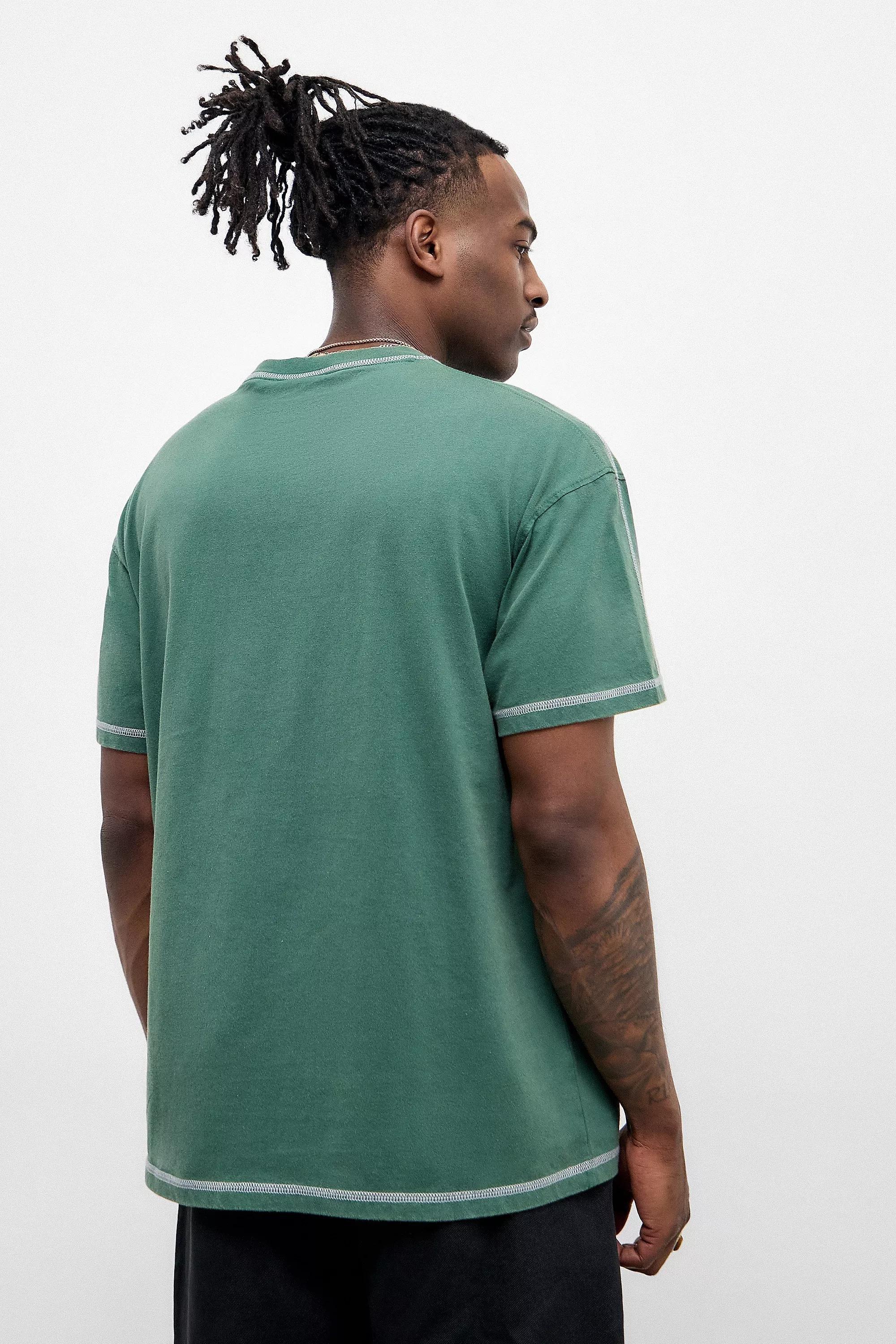 Green Iets Frans... Green Contrast Stitch T-Shirt, , large image number 3