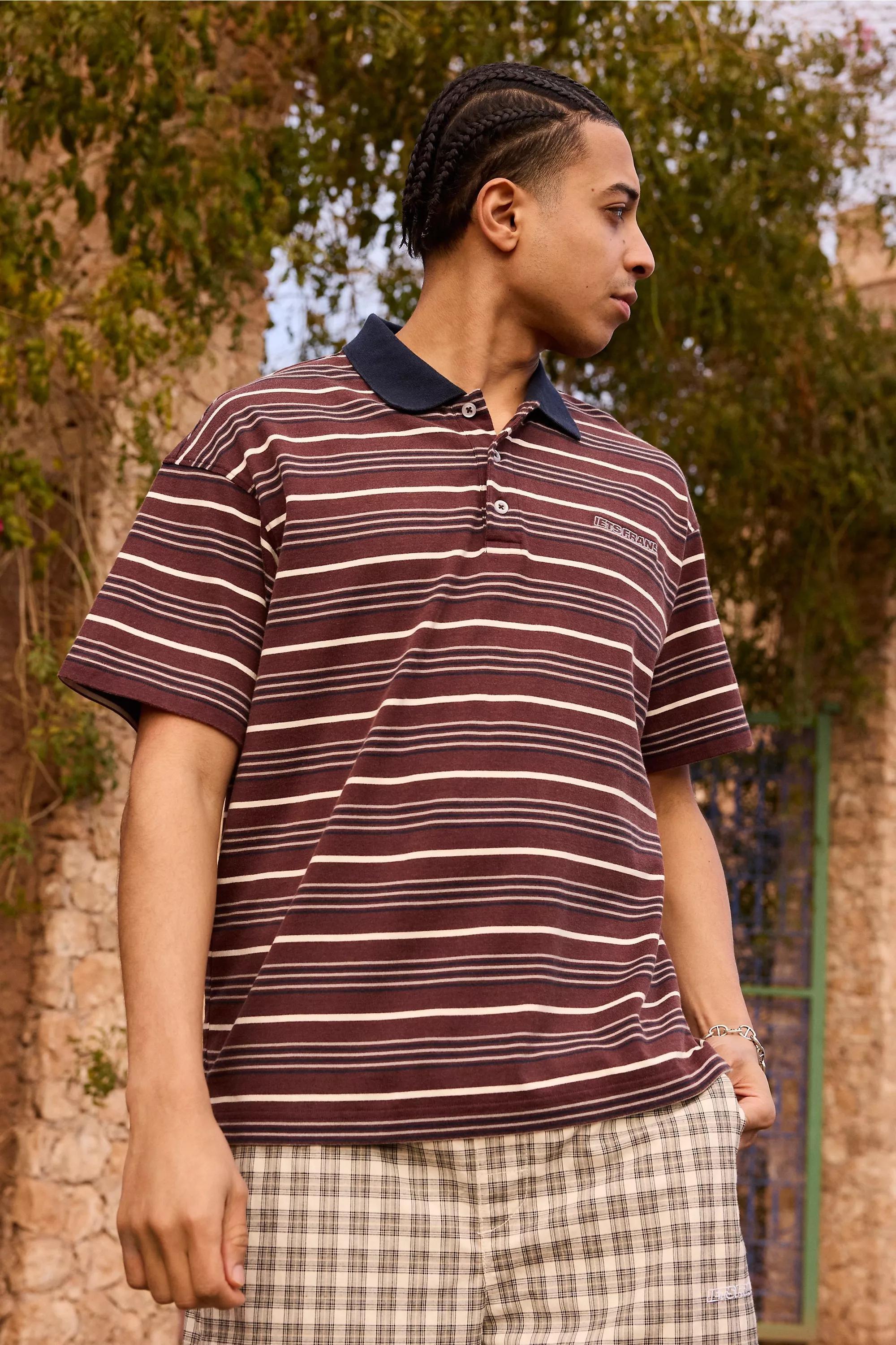 Brown Iets Frans... Striped Polo Shirt, , large image number 0