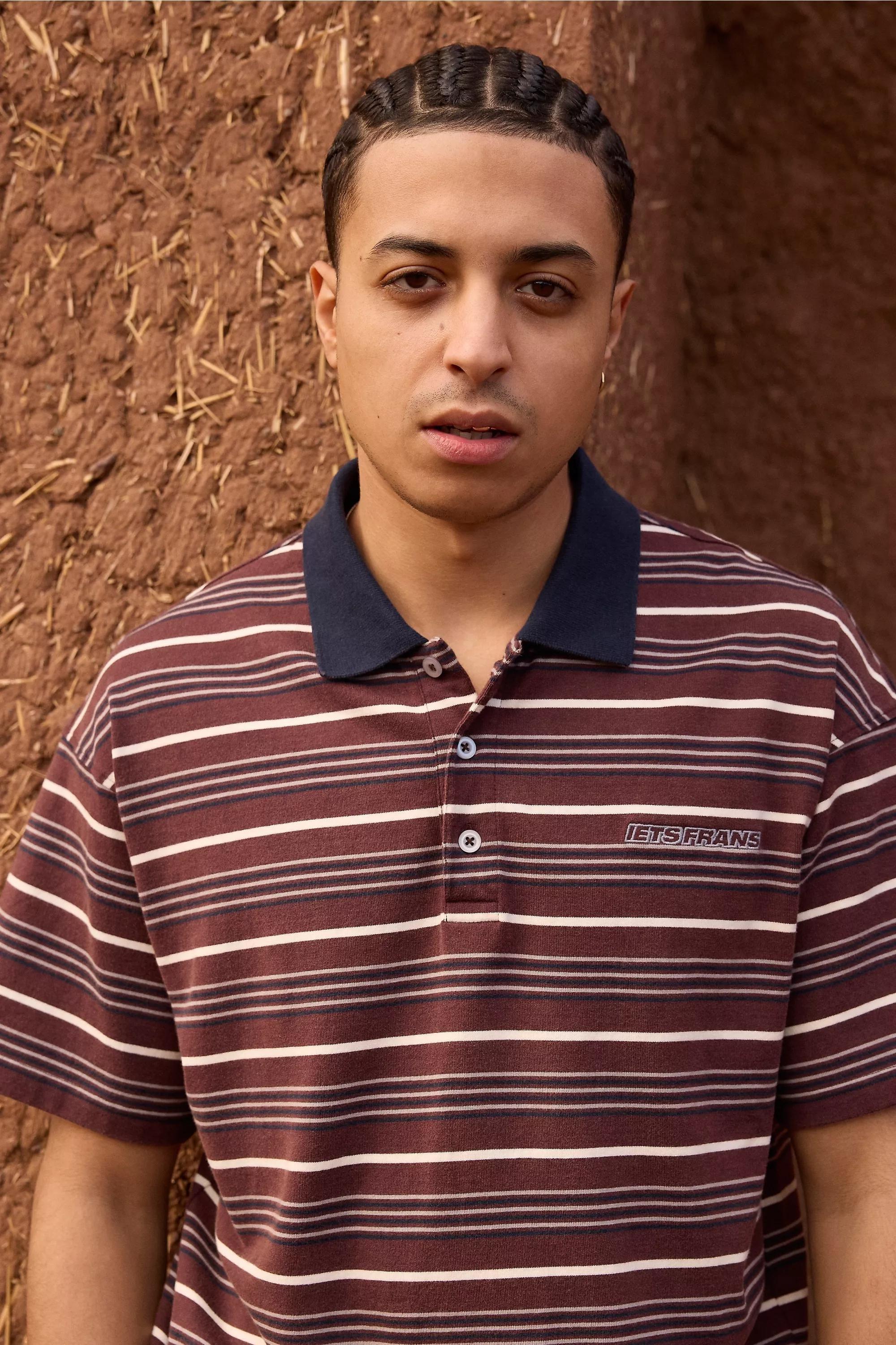 Brown Iets Frans... Striped Polo Shirt, , large image number 2