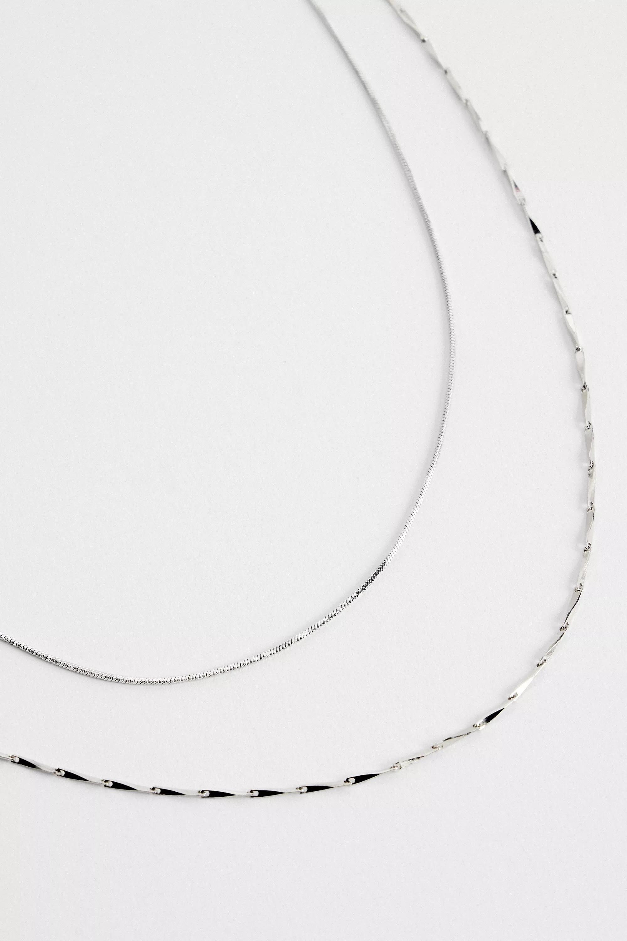 Silver Silence + Noise Twist Chain Necklace, Set Of 2, SLVR, large image number 0