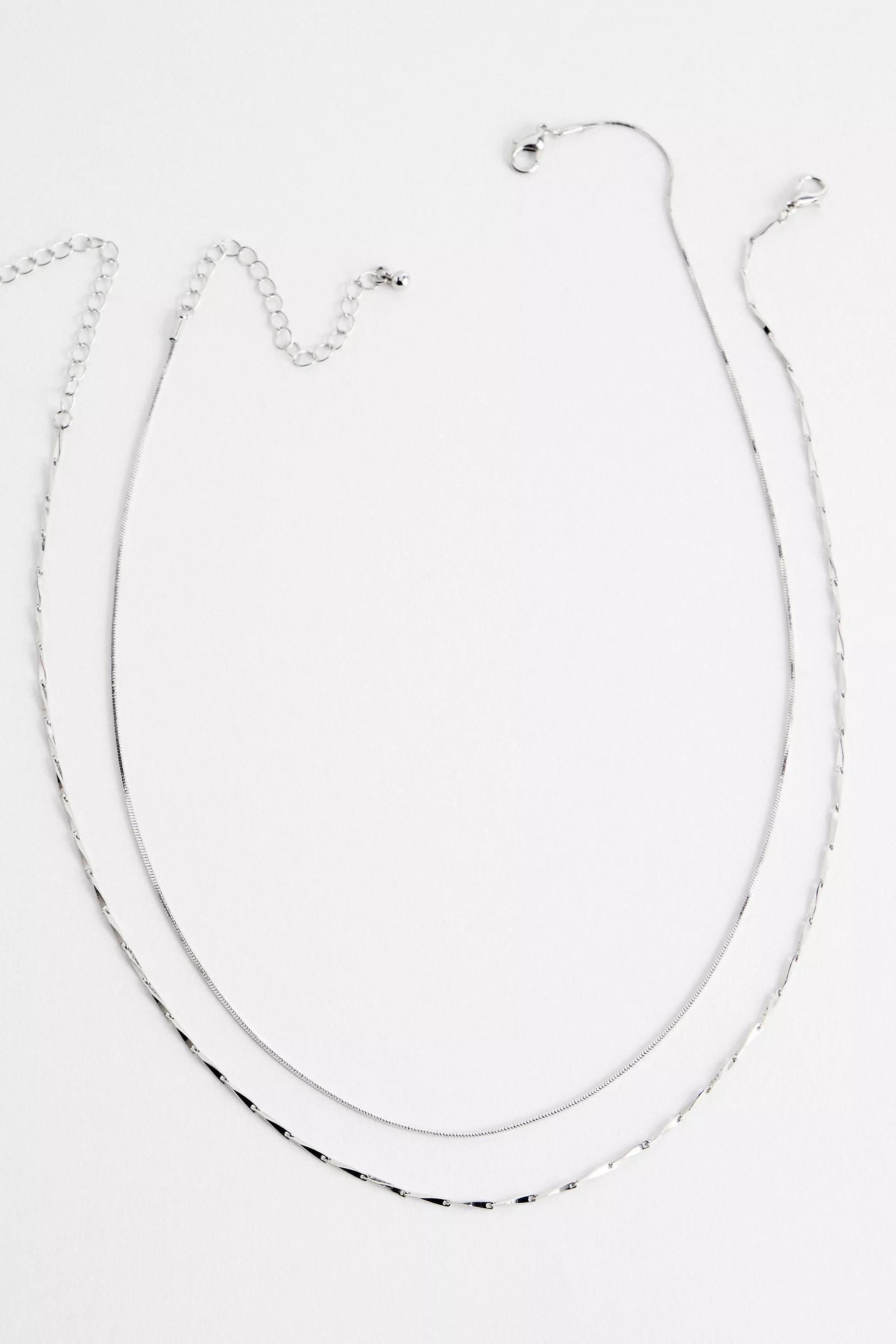 Silver Silence + Noise Twist Chain Necklace, Set Of 2, SLVR, large image number 2