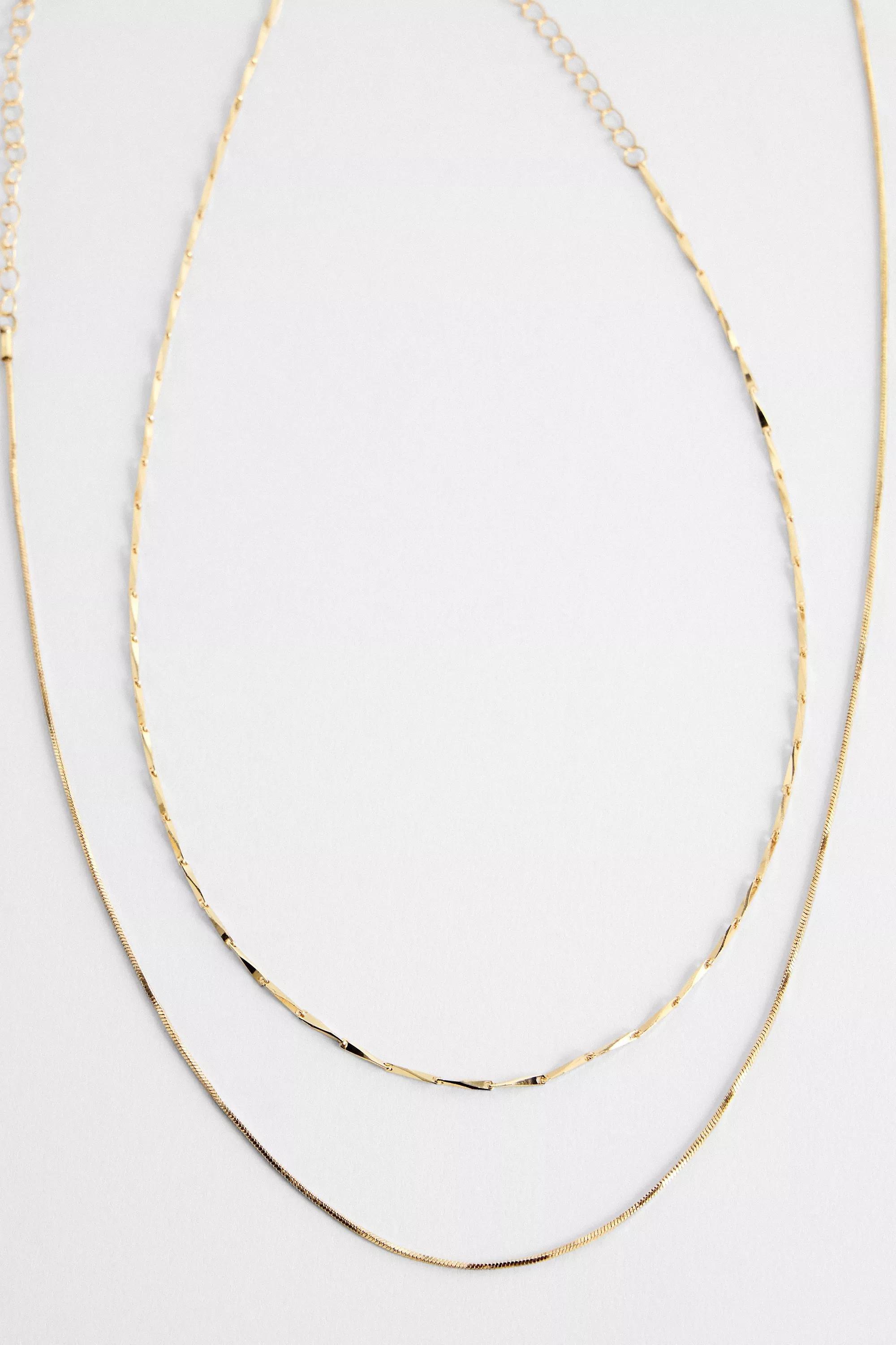Gold Silence + Noise Twist Chain Necklace, Set Of 2, GOLD, large image number 1