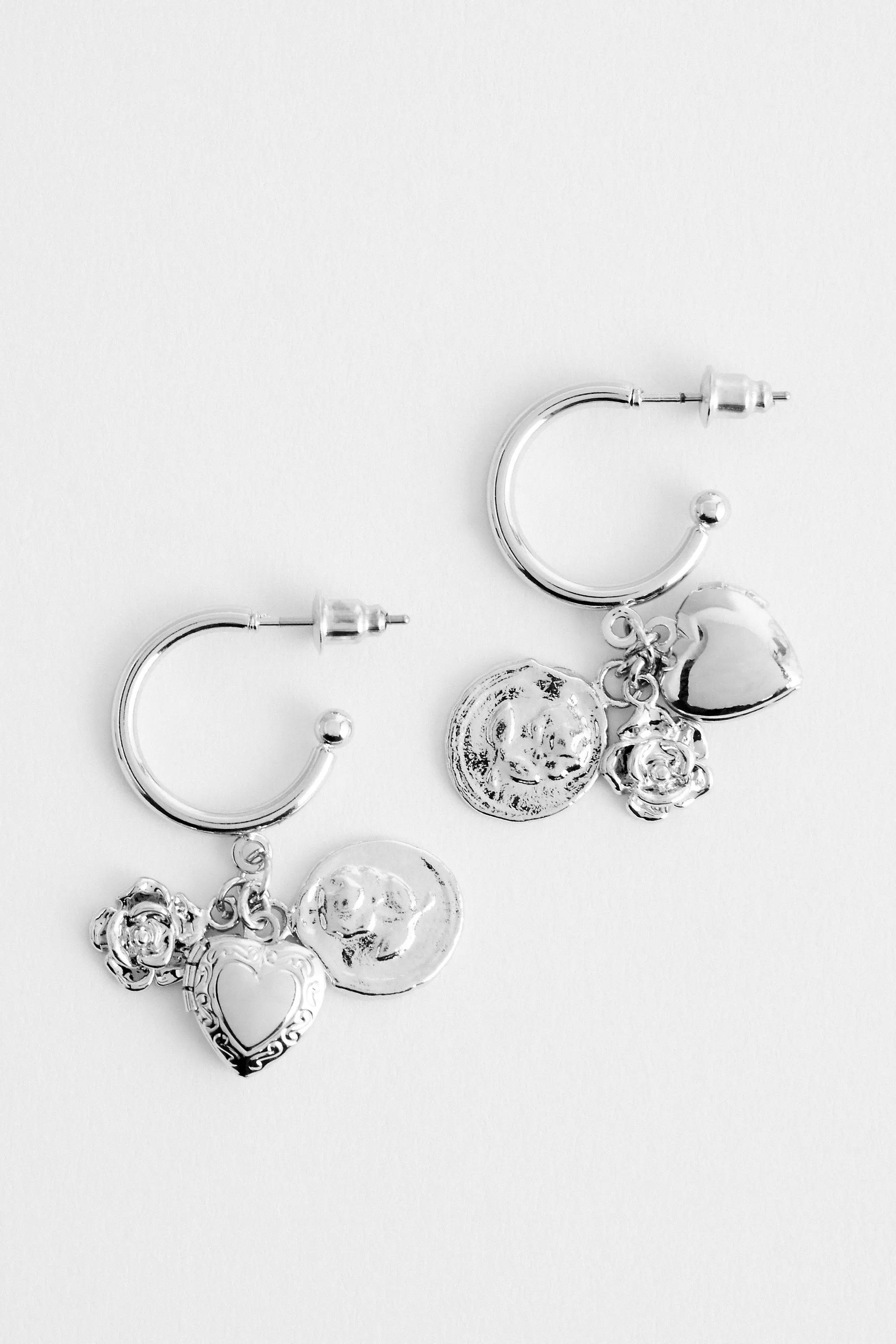 Silver Silence + Noise Drop Hoop Earrings, SLVR, large image number 0