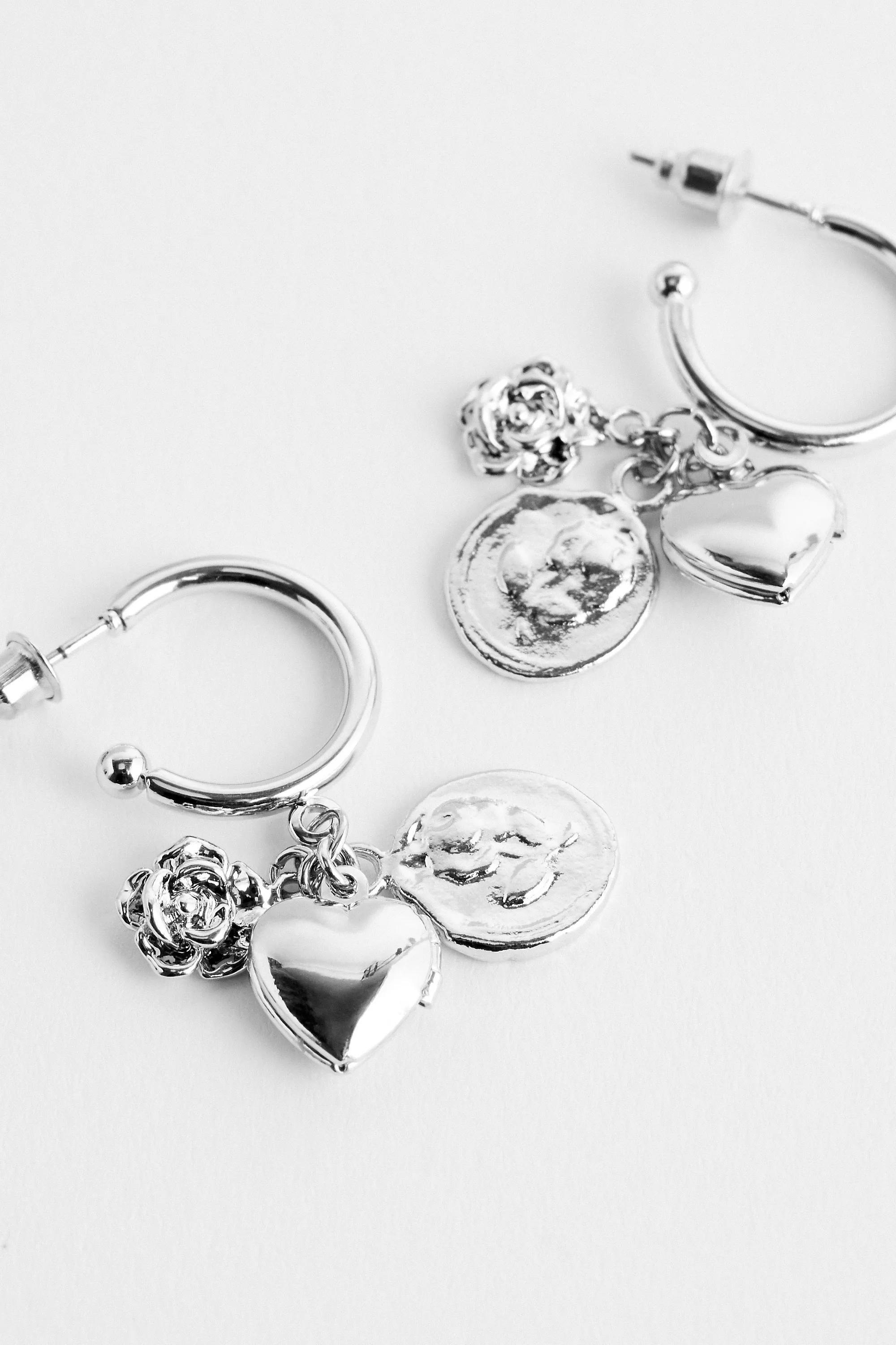 Silver Silence + Noise Drop Hoop Earrings, SLVR, large image number 1
