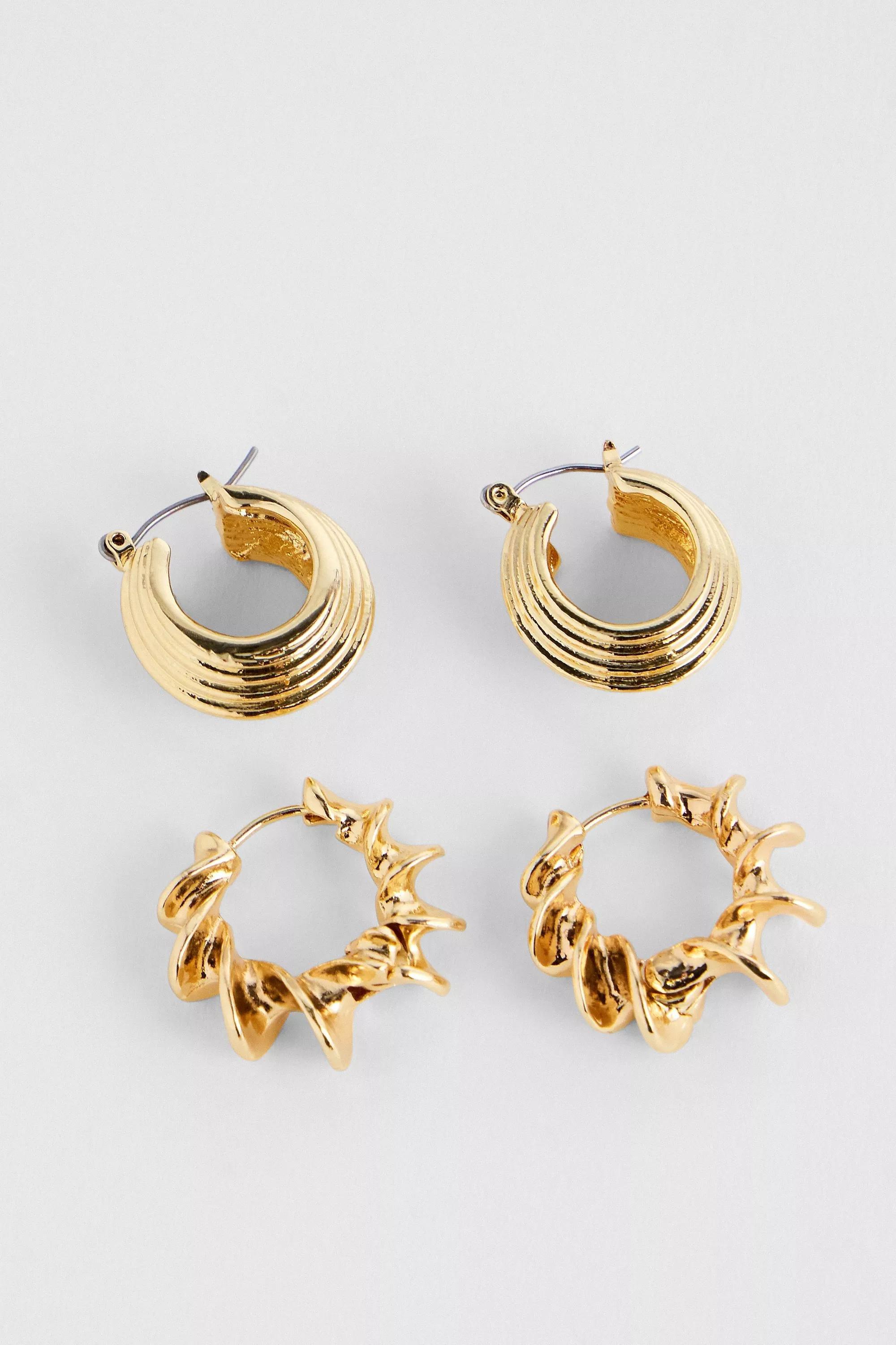 Gold Silence + Noise Swirl Earrings, Set Of 2, GOLD, large image number 0