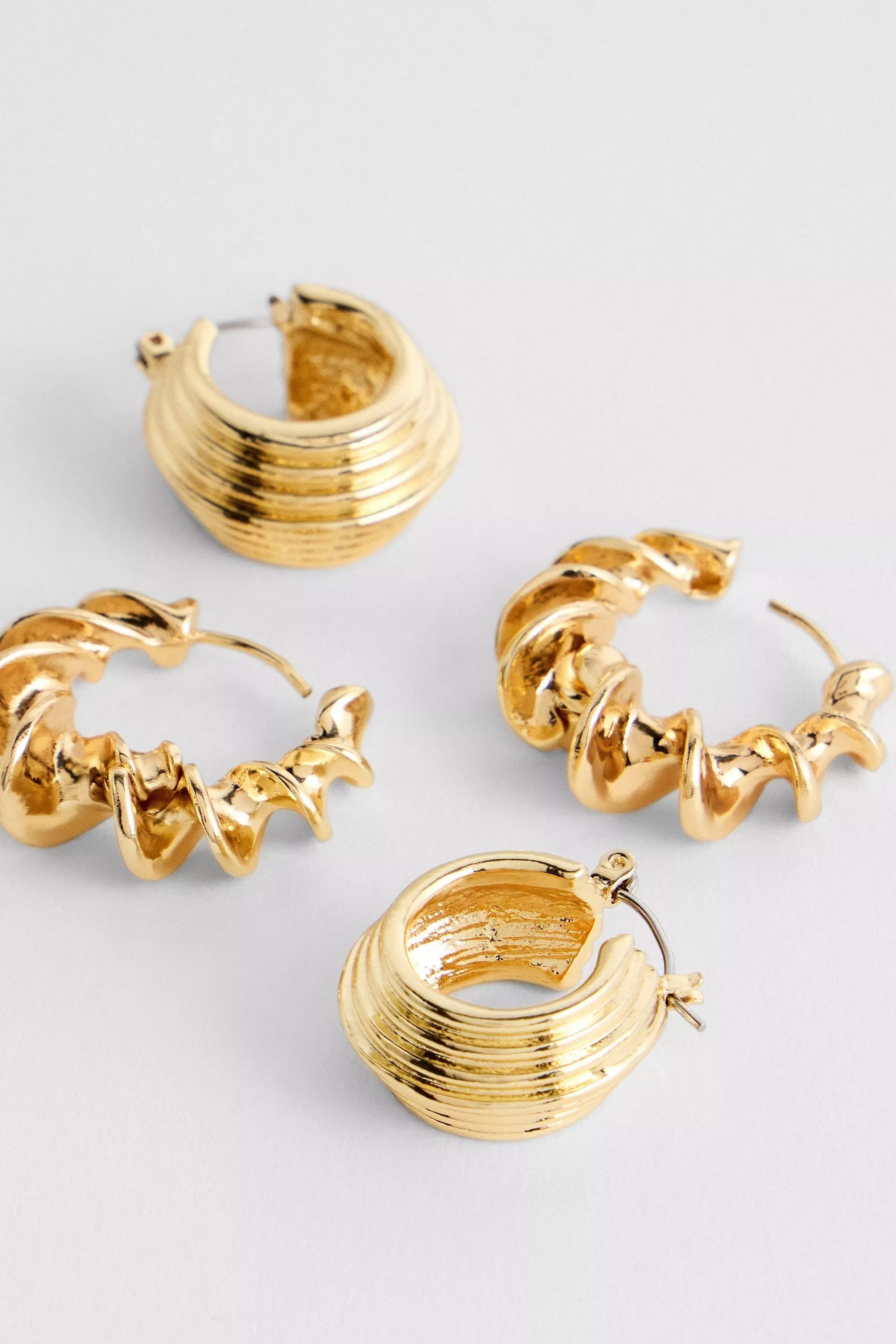 Gold Silence + Noise Swirl Earrings, Set Of 2, GOLD, large image number 1