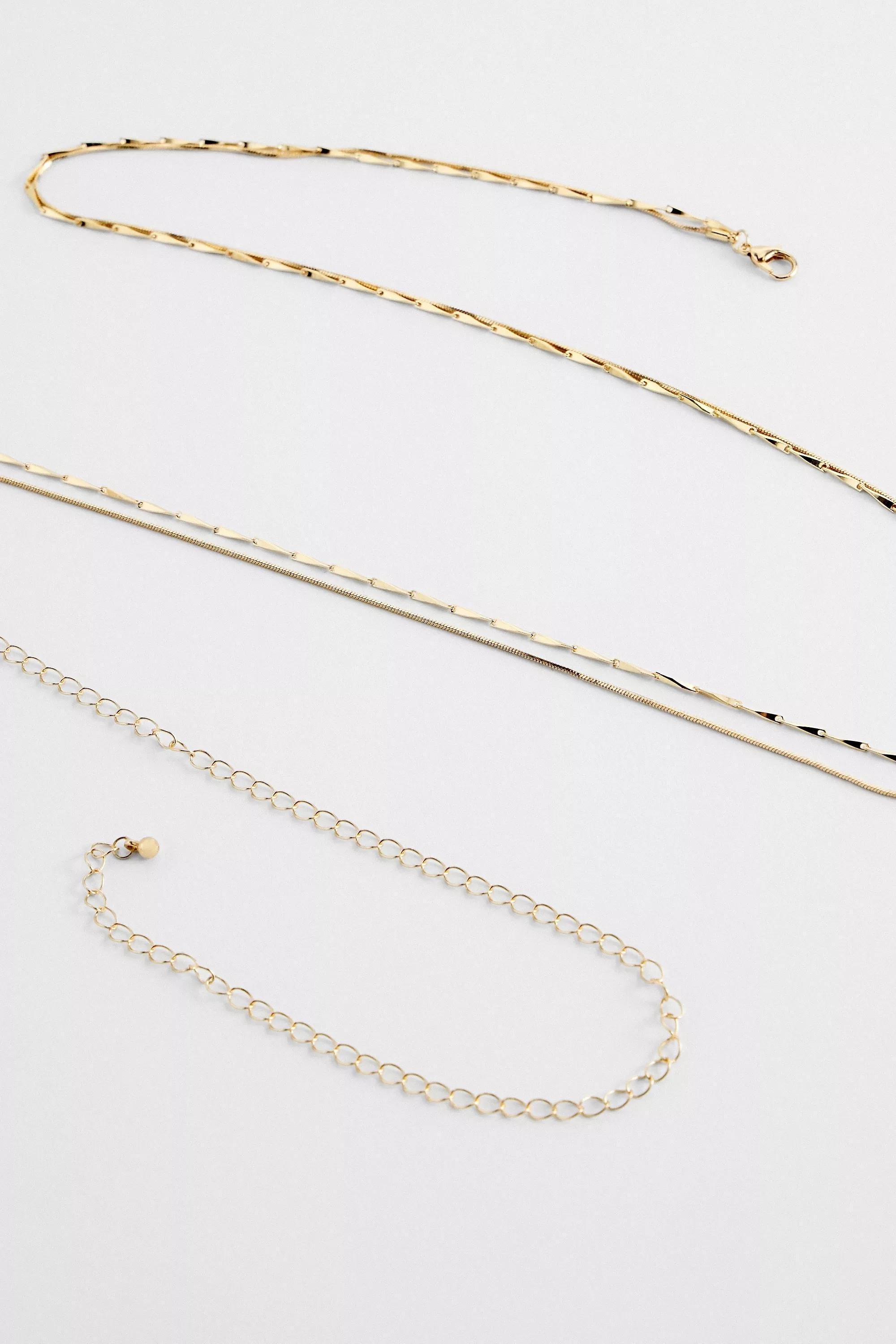 Gold Silence + Noise Twist Double-Layered Belly Chain, GOLD, large image number 1