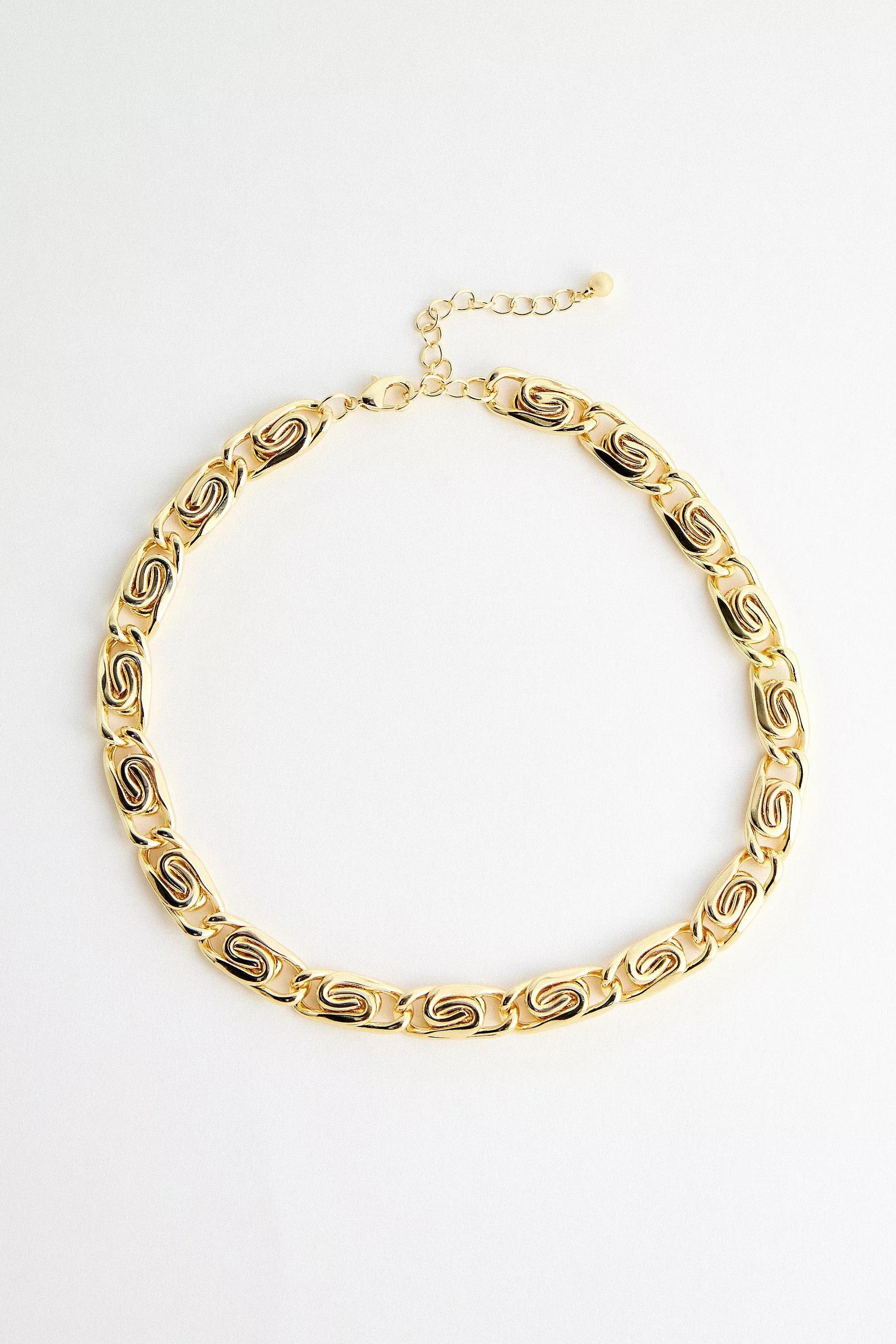 Gold Silence + Noise Link Chain Choker Necklace, GOLD, large image number 0
